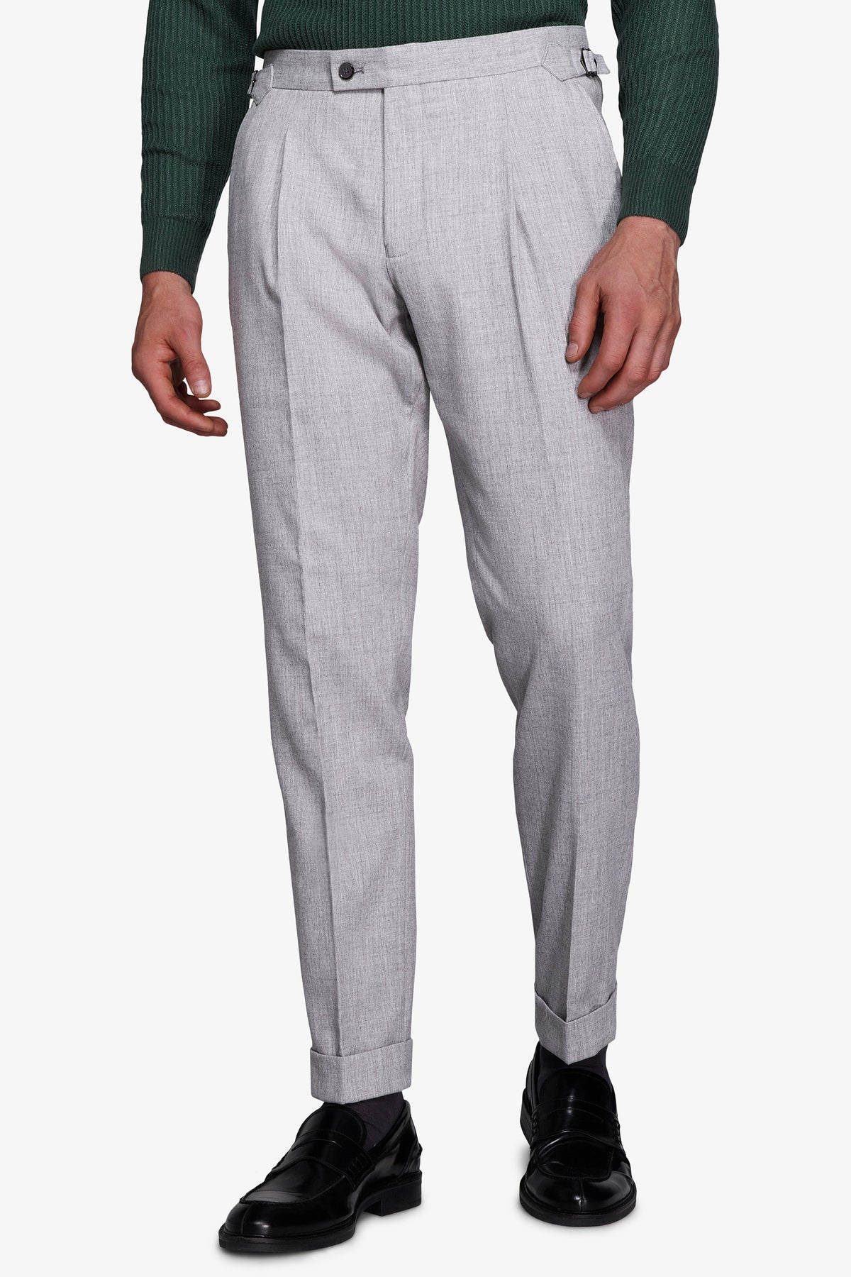 Pantaloni effetto flanella grigio chiaro-Dan John
