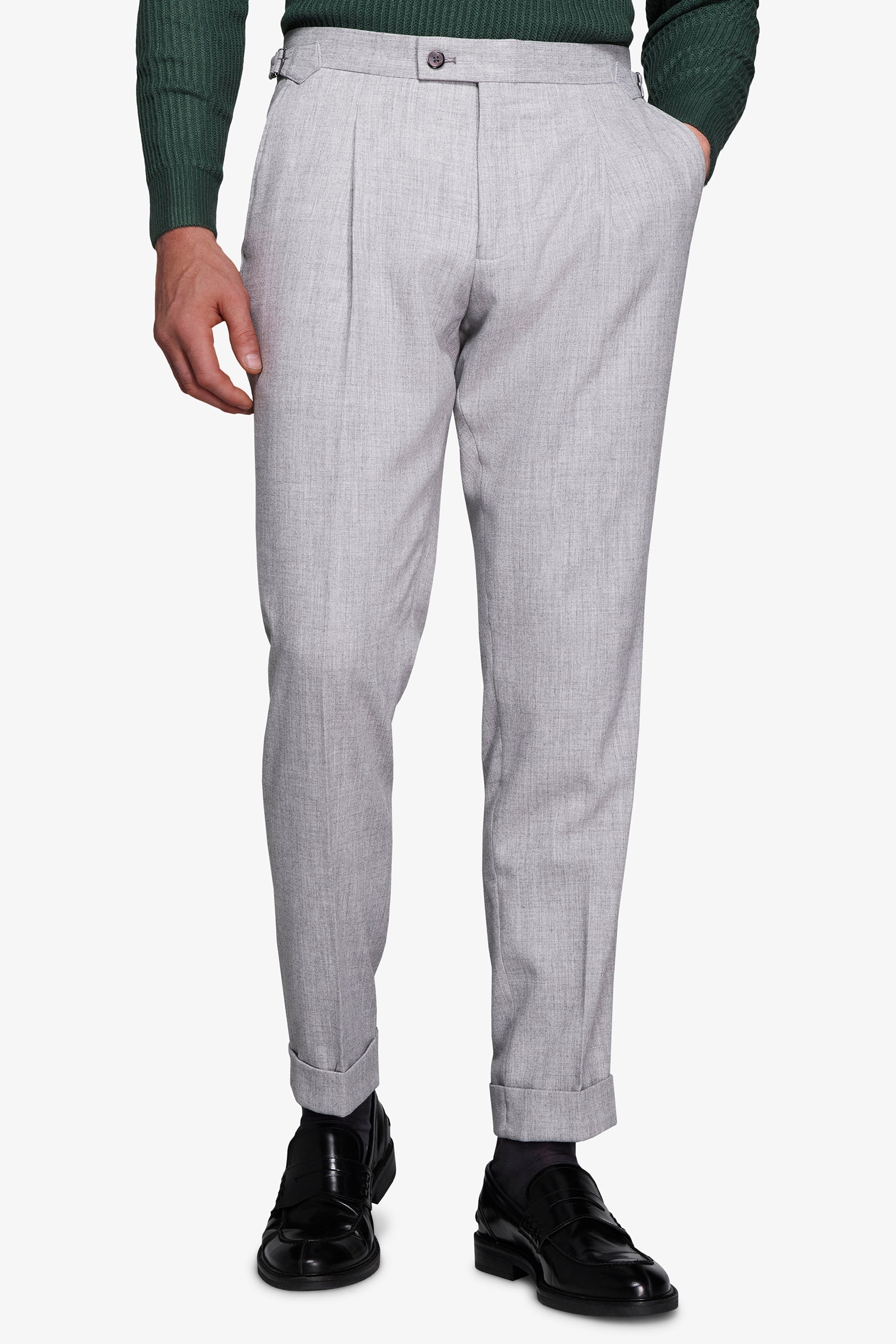 Pantaloni effetto flanella grigio chiaro-Dan John