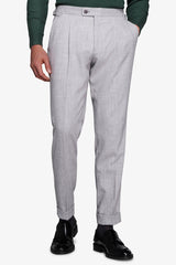 Pantaloni effetto flanella grigio chiaro-Dan John