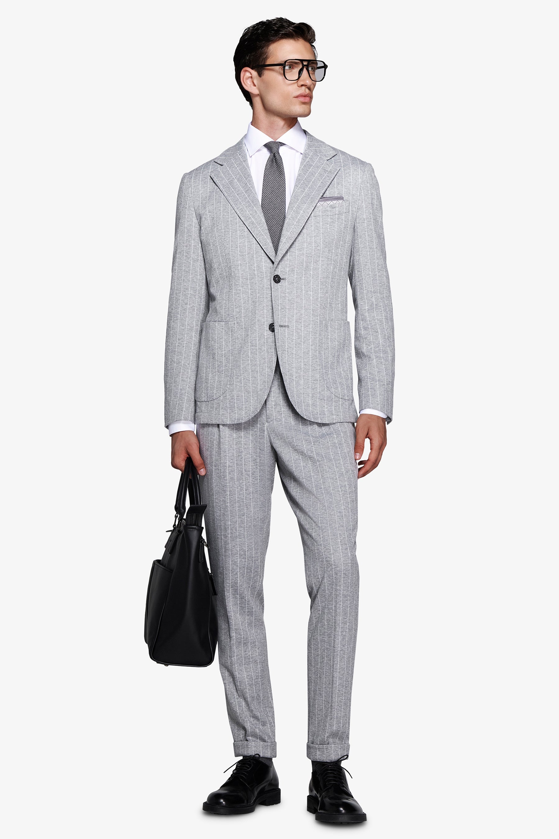 Giacca gessata grigio chiaro-Dan John