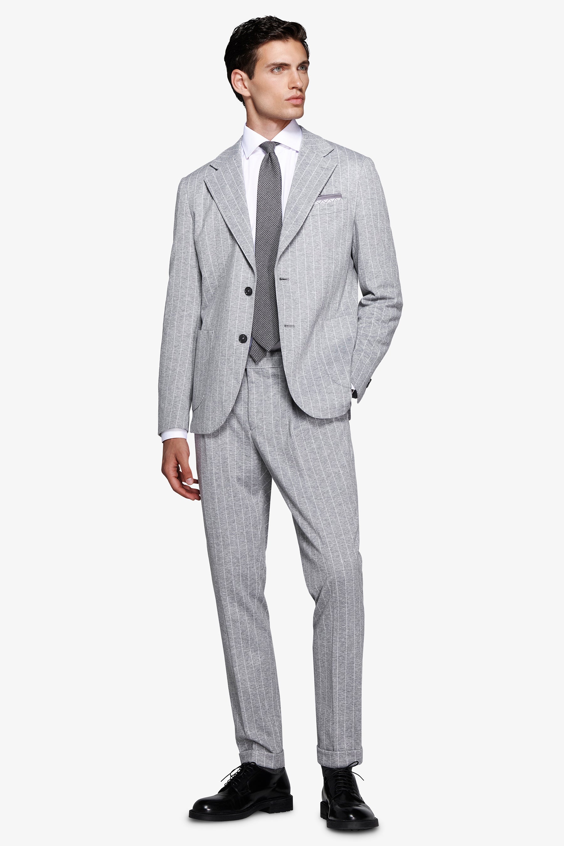 Giacca gessata grigio chiaro-Dan John