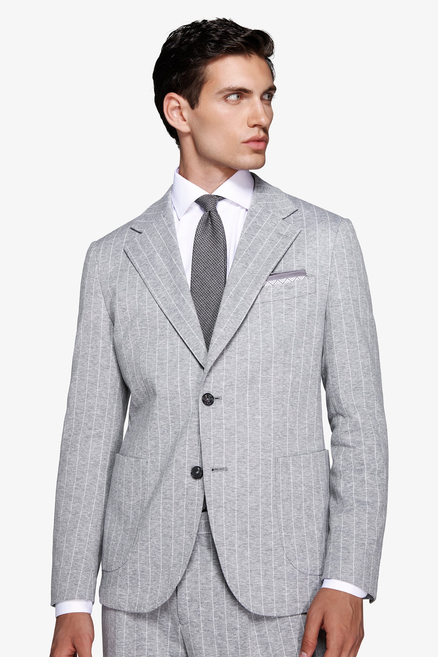 Giacca gessata grigio chiaro-Dan John