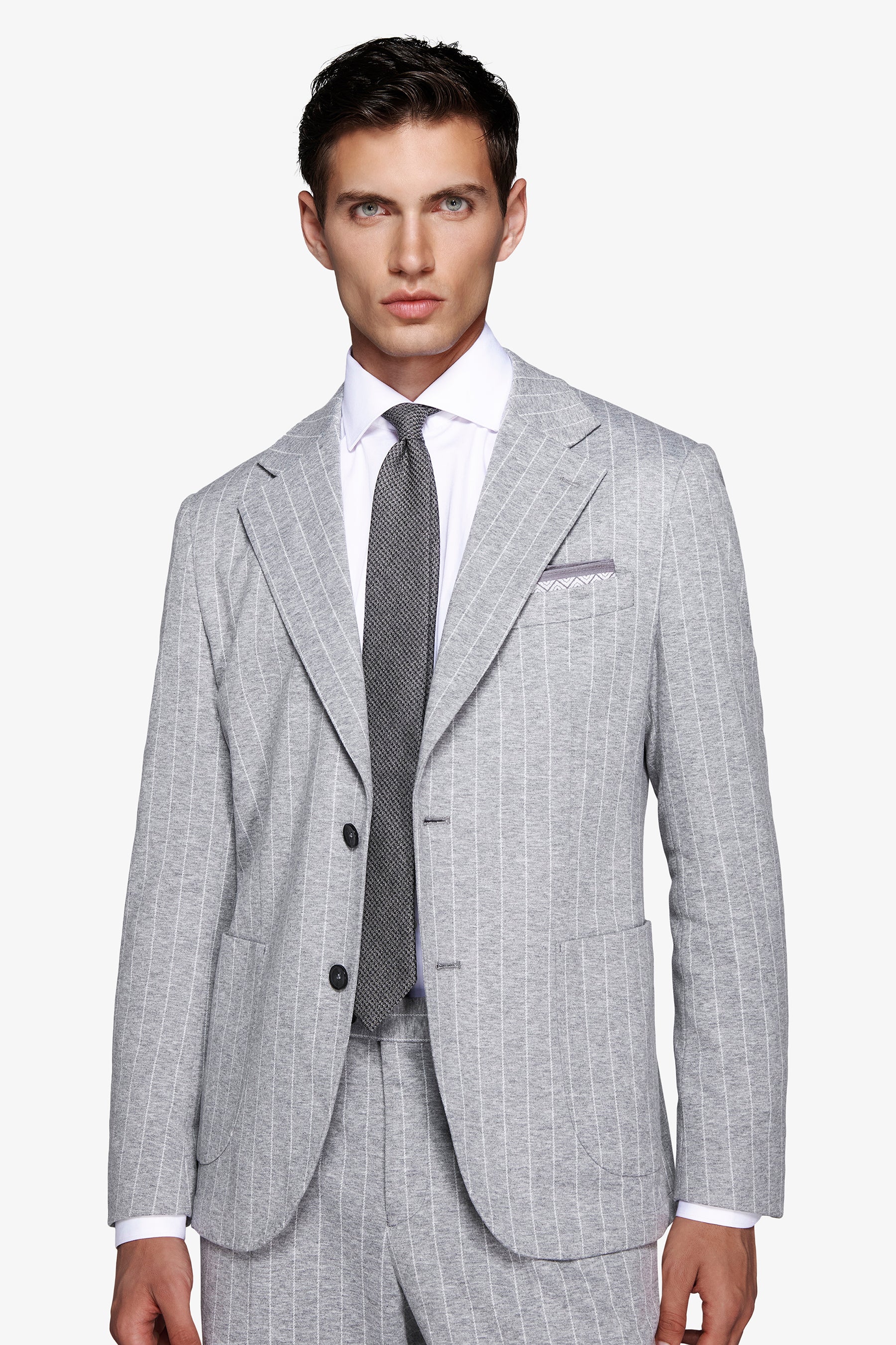 Giacca gessata grigio chiaro-Dan John