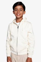 Felpa full zip bimaterica panna Kids-Dan John