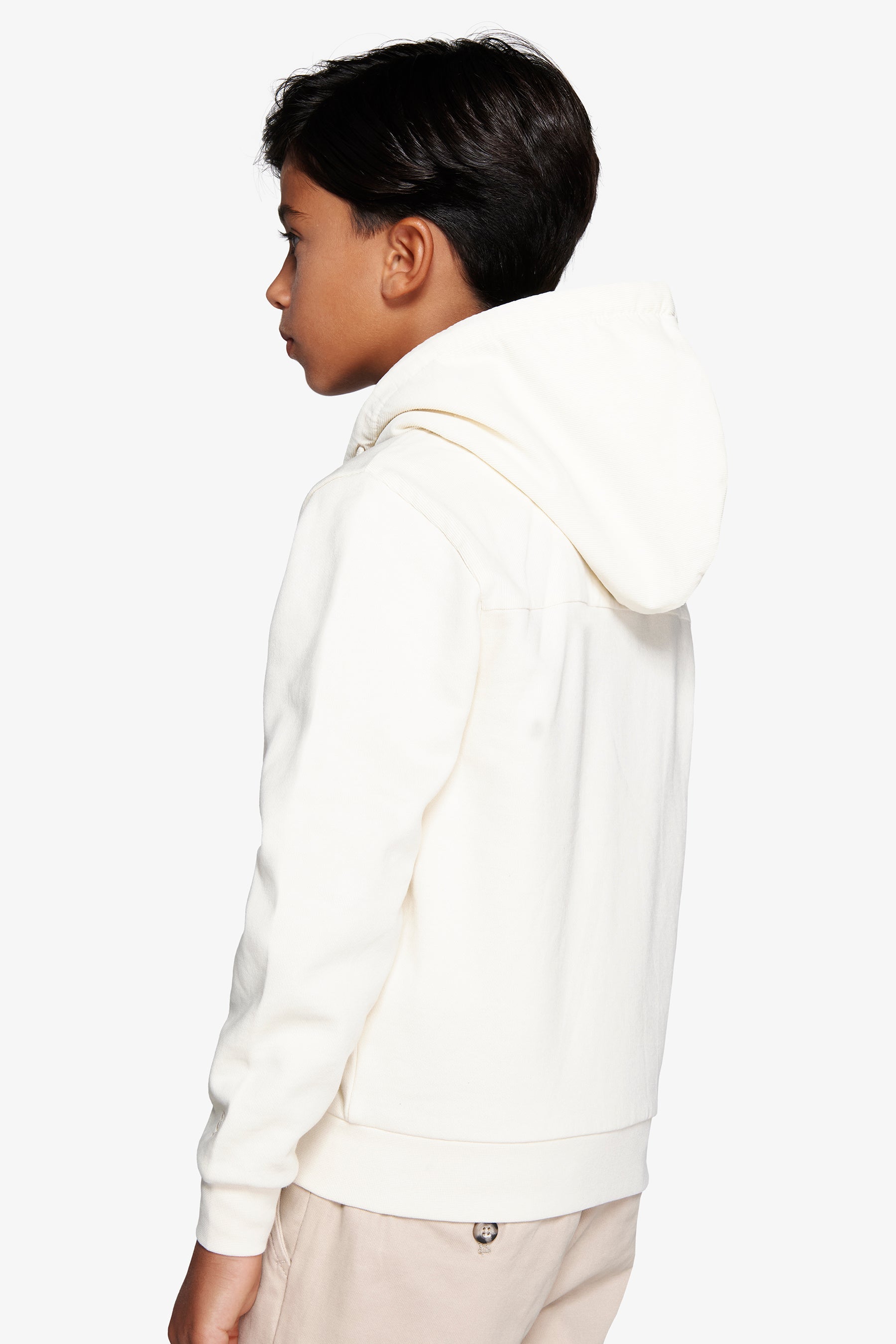 Felpa full zip bimaterica panna Kids-Dan John