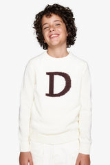 Maglia girocollo logo panna Kids-Dan John