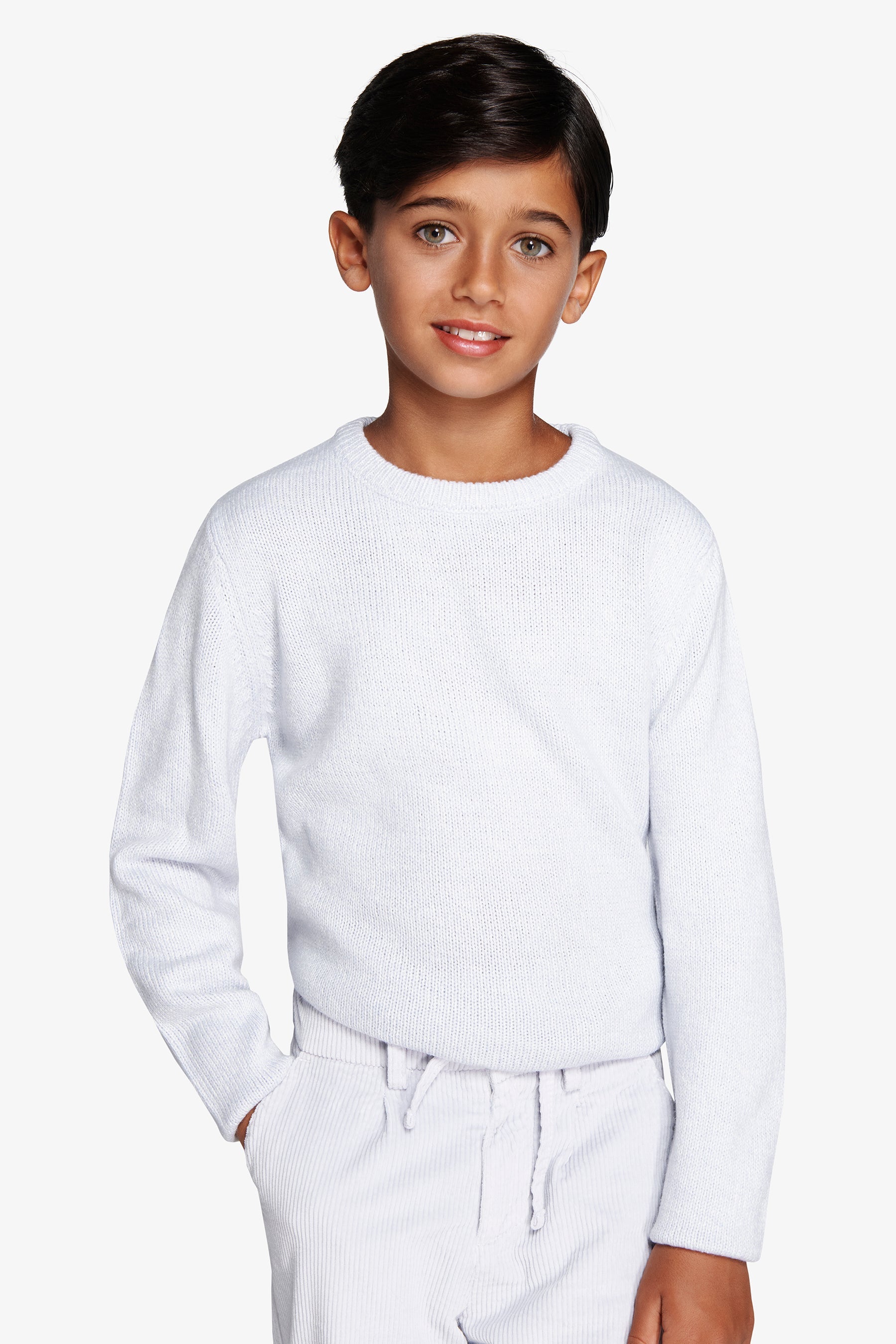 Maglia girocollo mouline' celeste Kids-Dan John