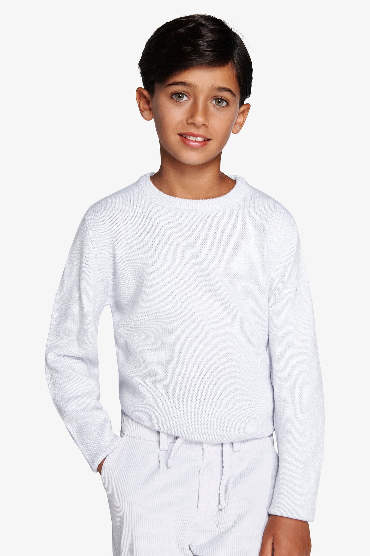 Maglia girocollo mouline' celeste Kids-Dan John