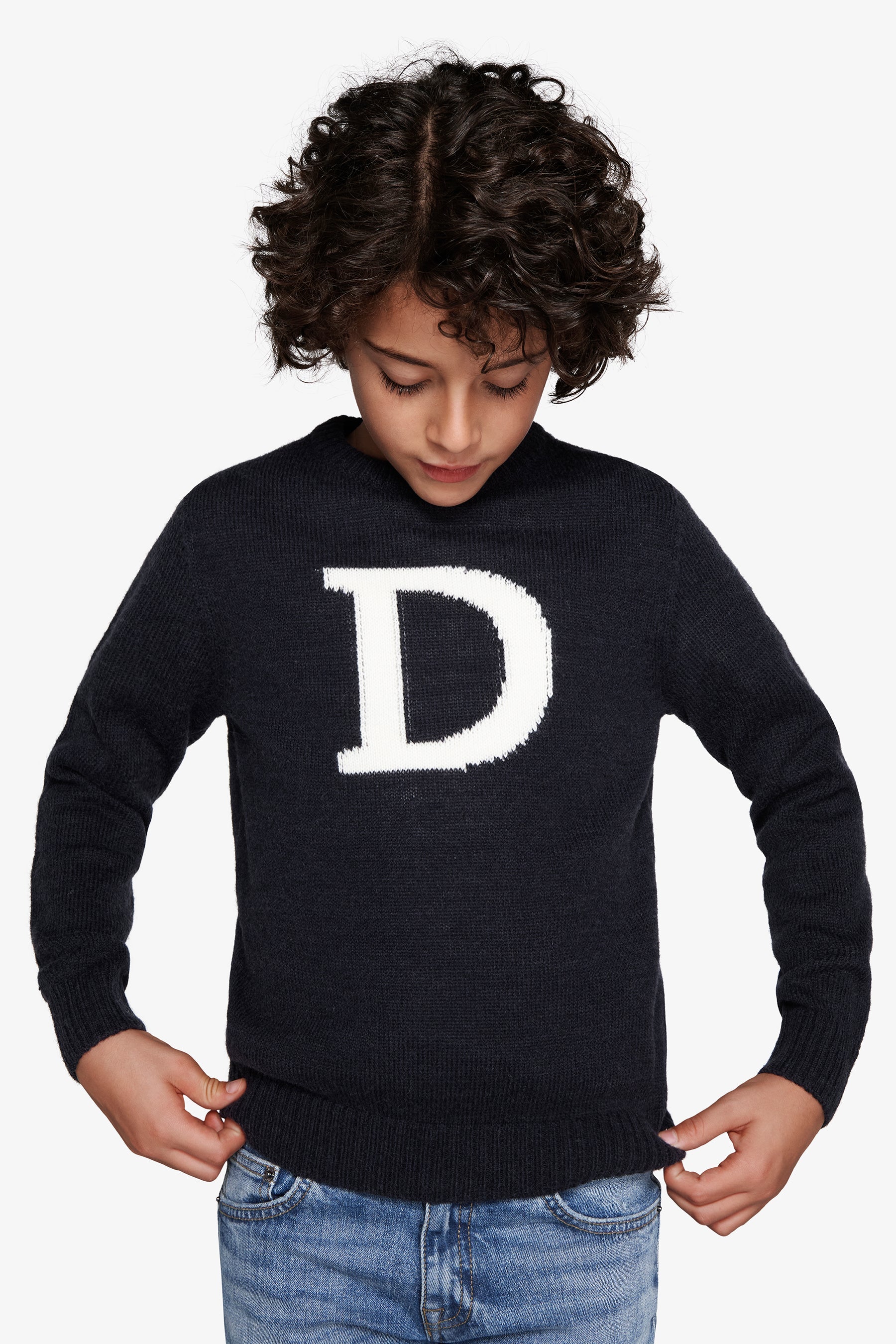 Maglia girocollo logo blu Kids-Dan John