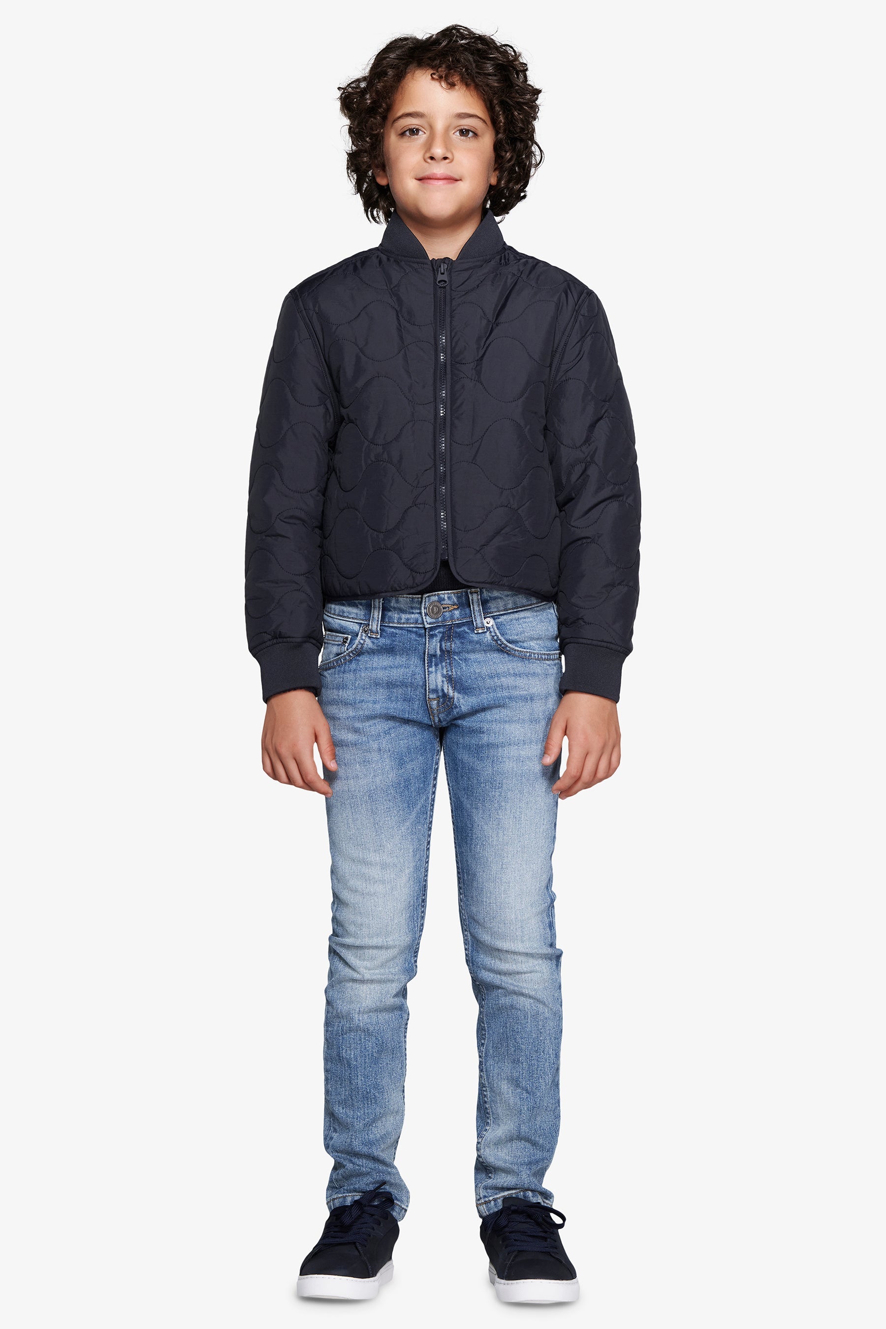 Bomber trapunta a onde orizzontali blu Kids-Dan John