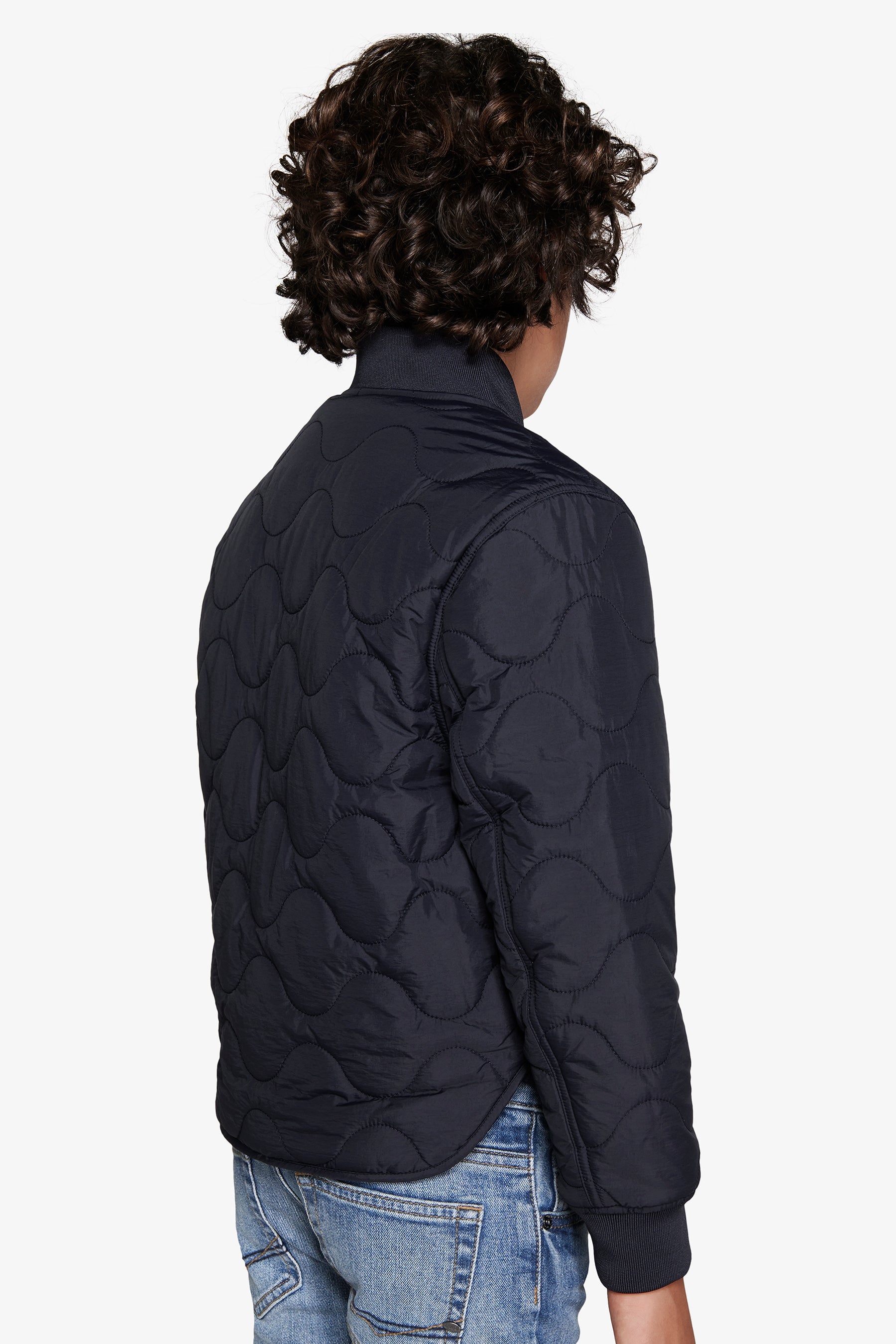 Bomber trapunta a onde orizzontali blu Kids-Dan John