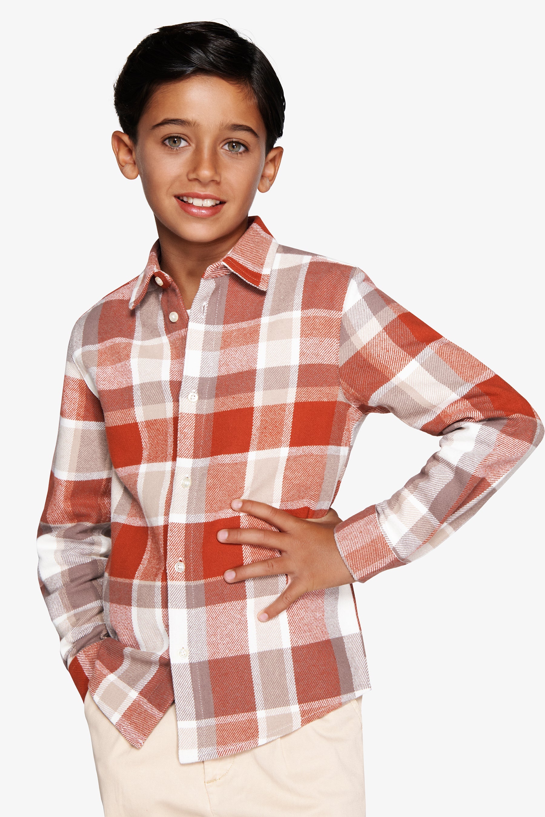 Camicia check arancio Kids-Dan John