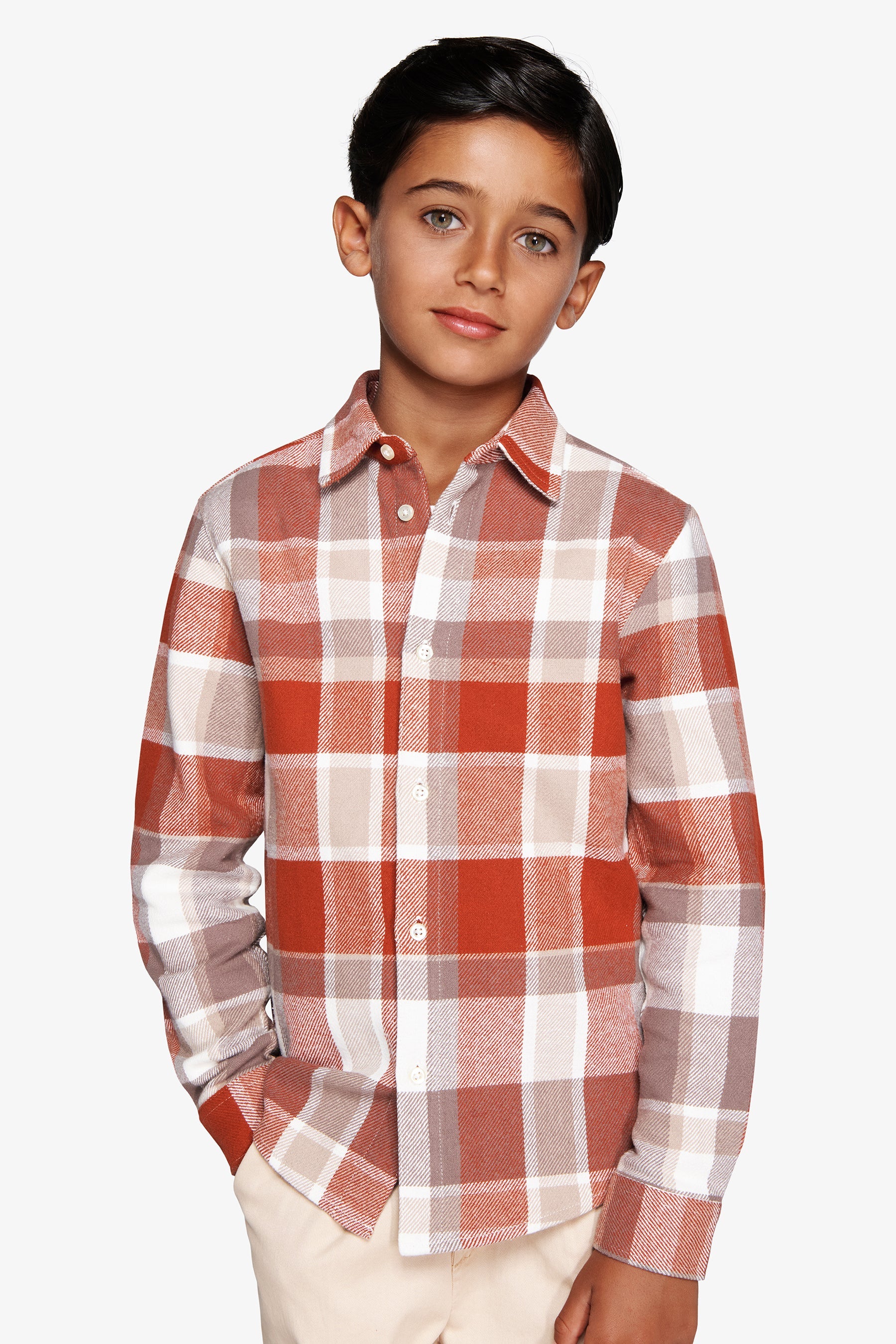 Camicia check arancio Kids-Dan John