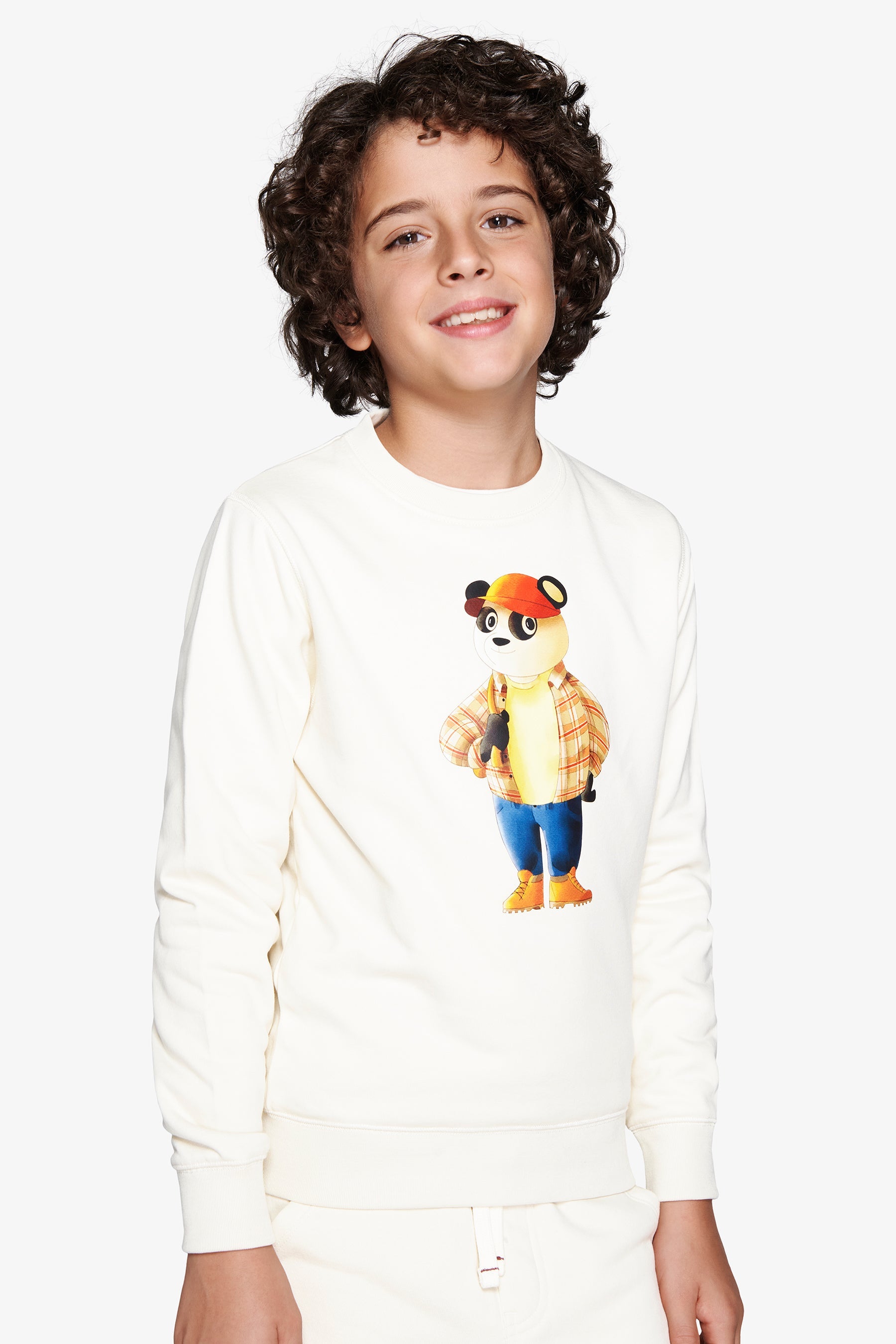 Felpa girocollo con stampa panna Kids-Dan John