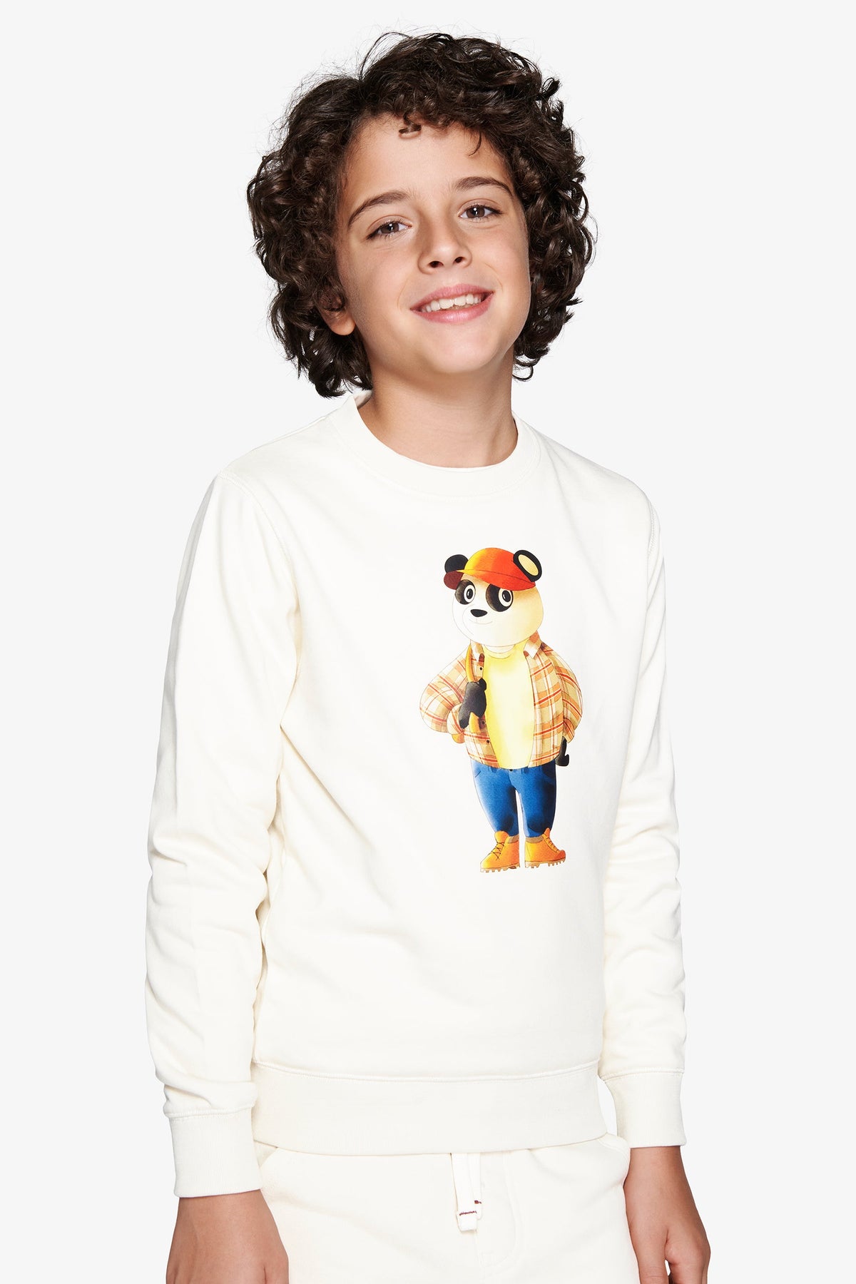 Felpa girocollo con stampa panna Kids-Dan John