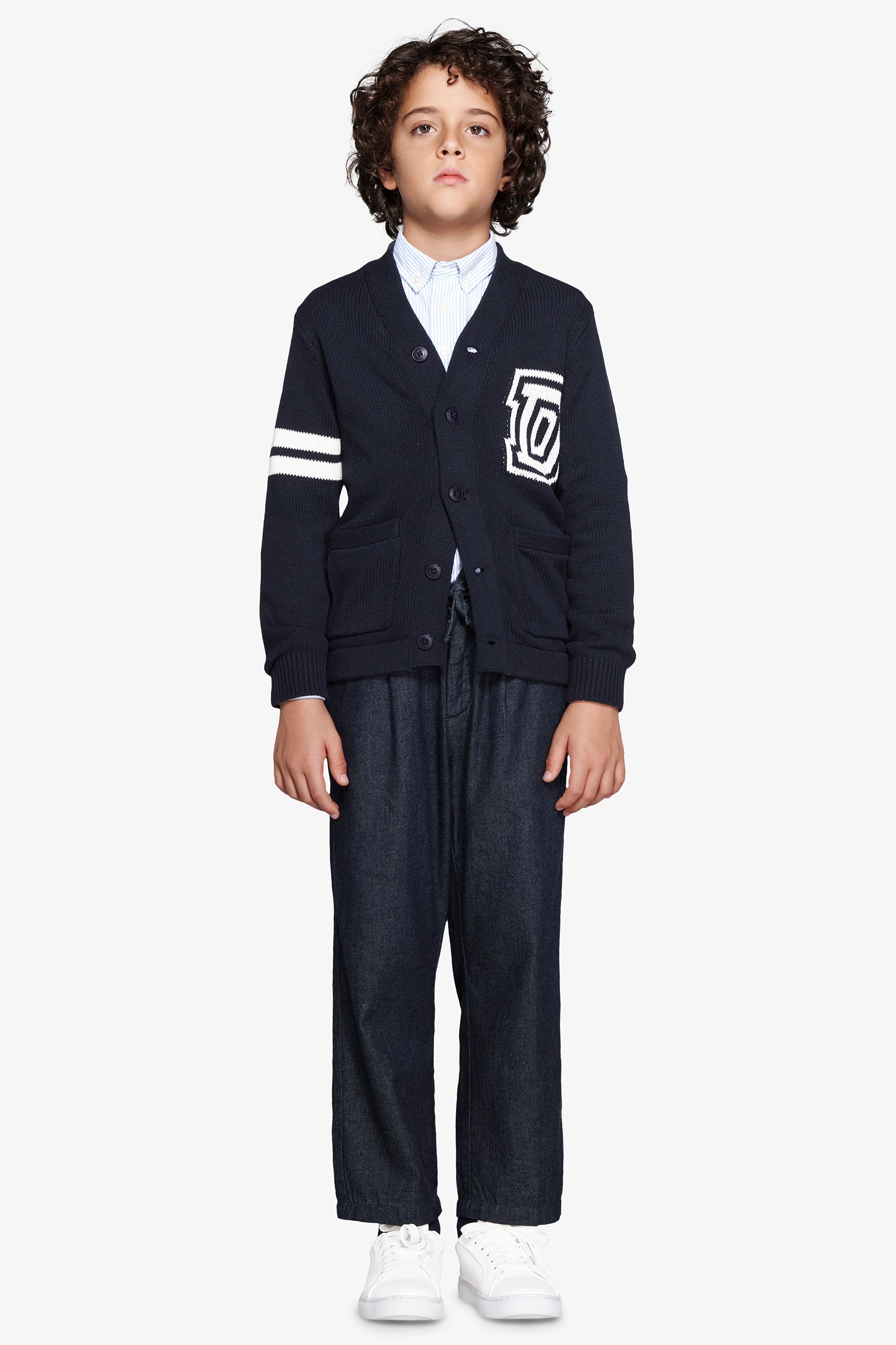 Cardigan scollo a V blu Kids-Dan John