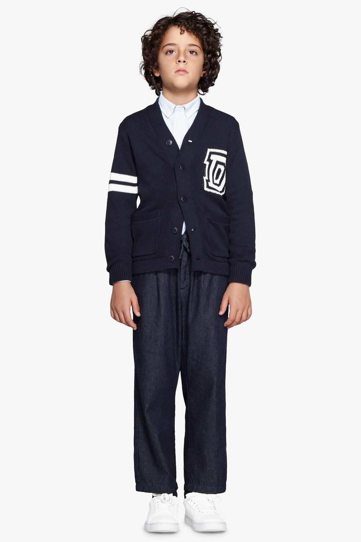 Cardigan scollo a V blu Kids-Dan John