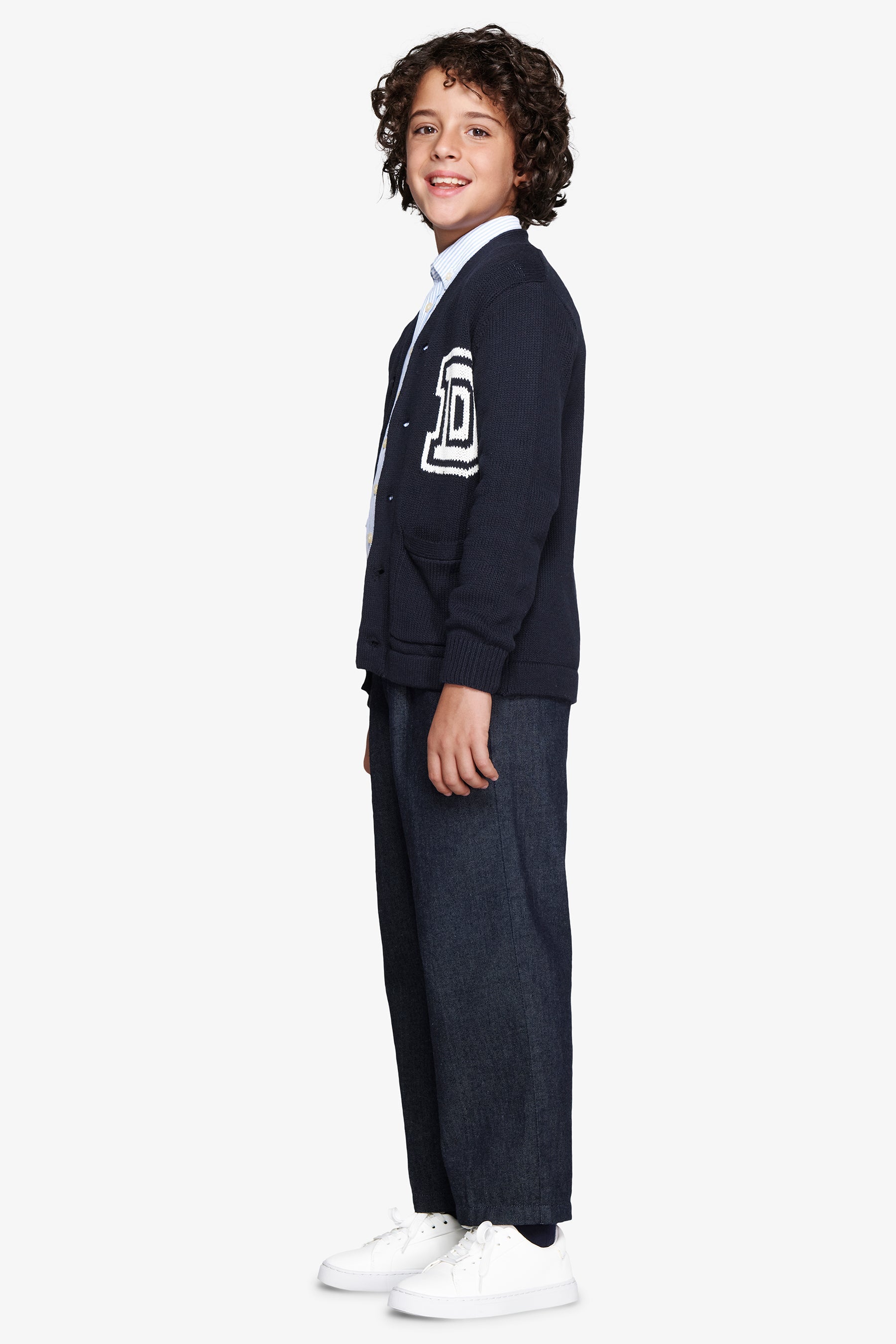 Cardigan scollo a V blu Kids-Dan John