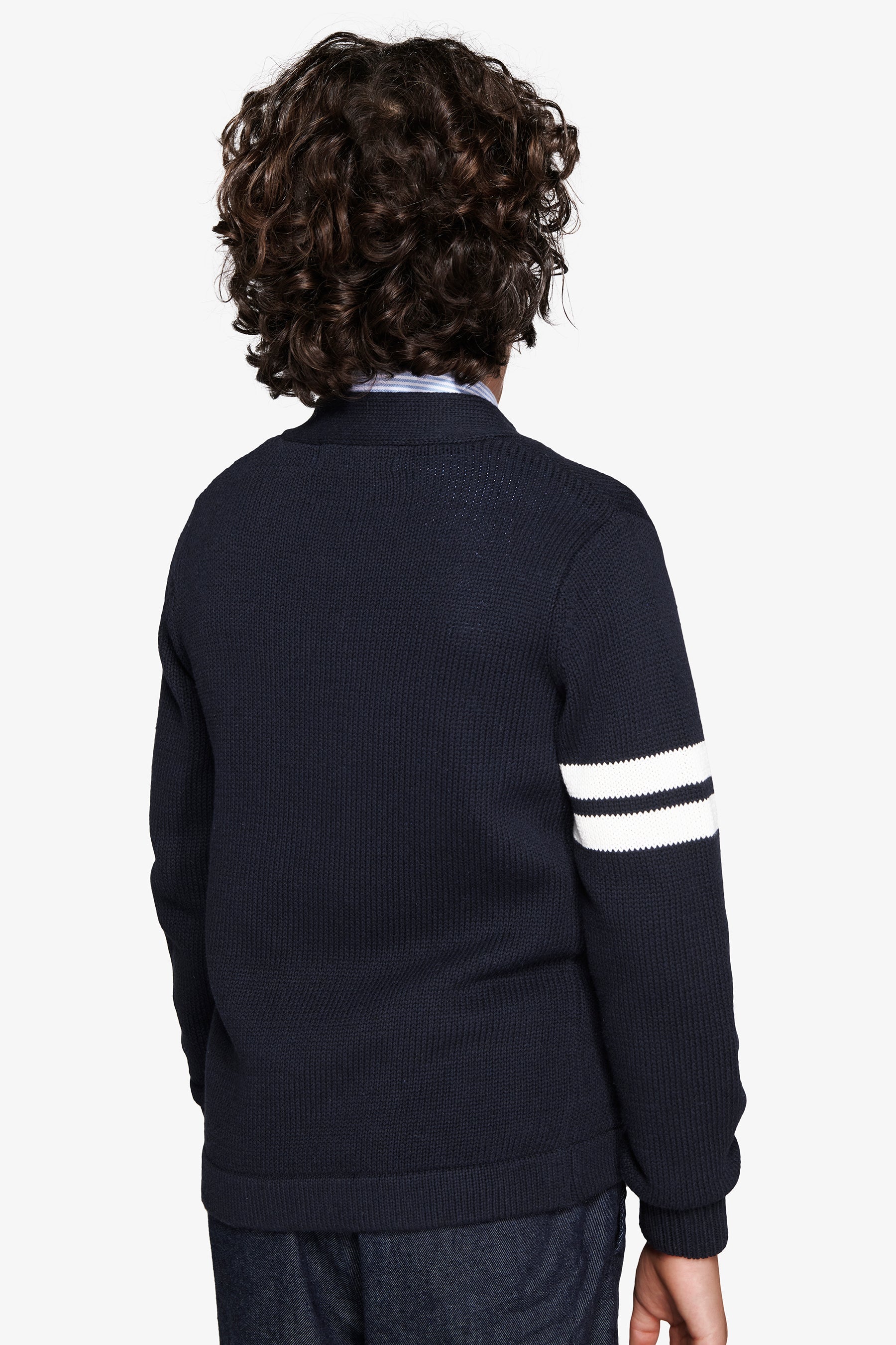 Cardigan scollo a V blu Kids-Dan John