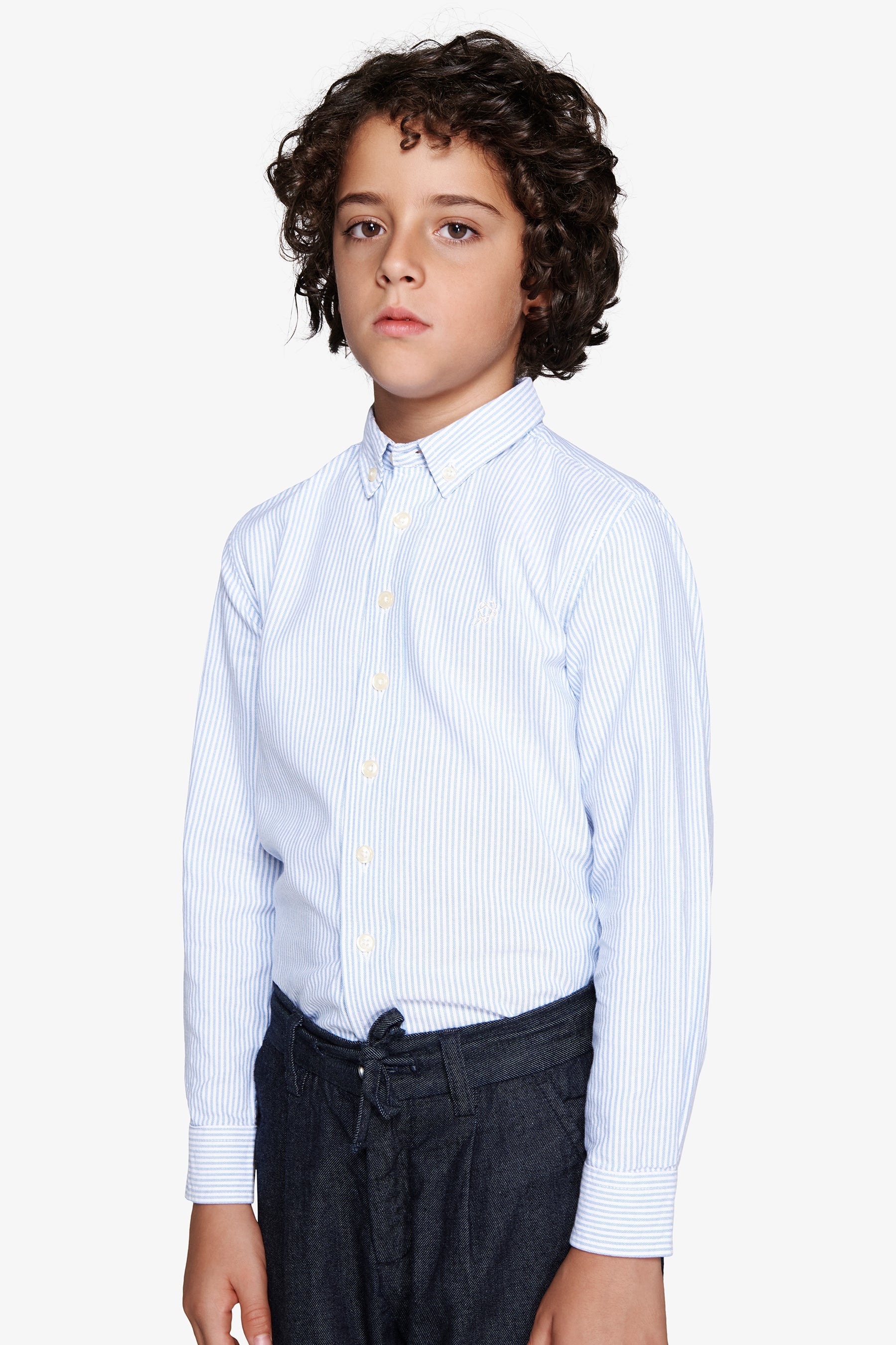 Camicia oxford a righe blu Kids-Dan John