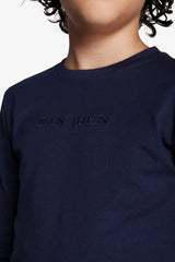 T-shirt con ricamo blu Kids-Dan John