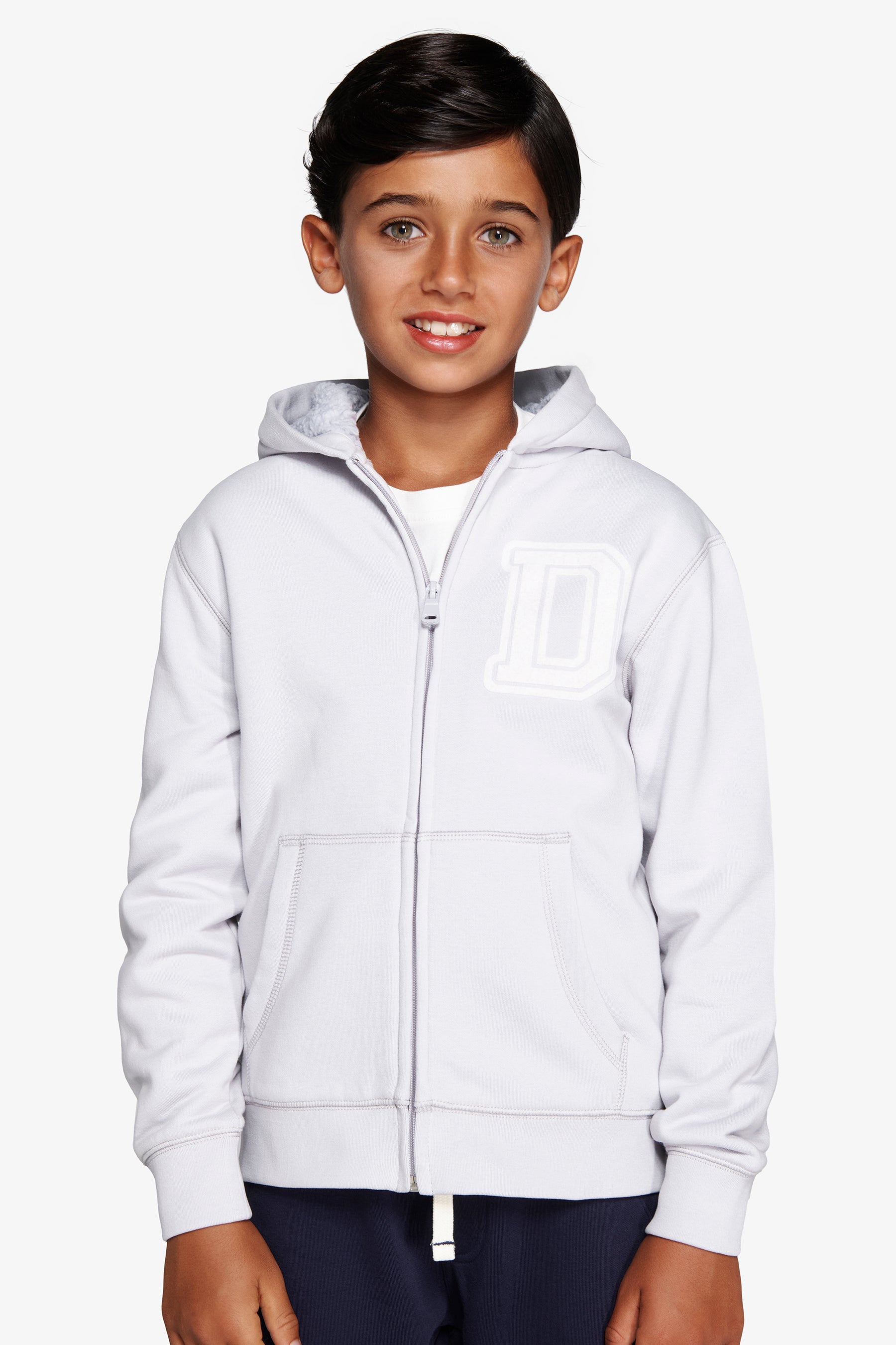 Felpa full zip cappuccio celeste Kids-Dan John