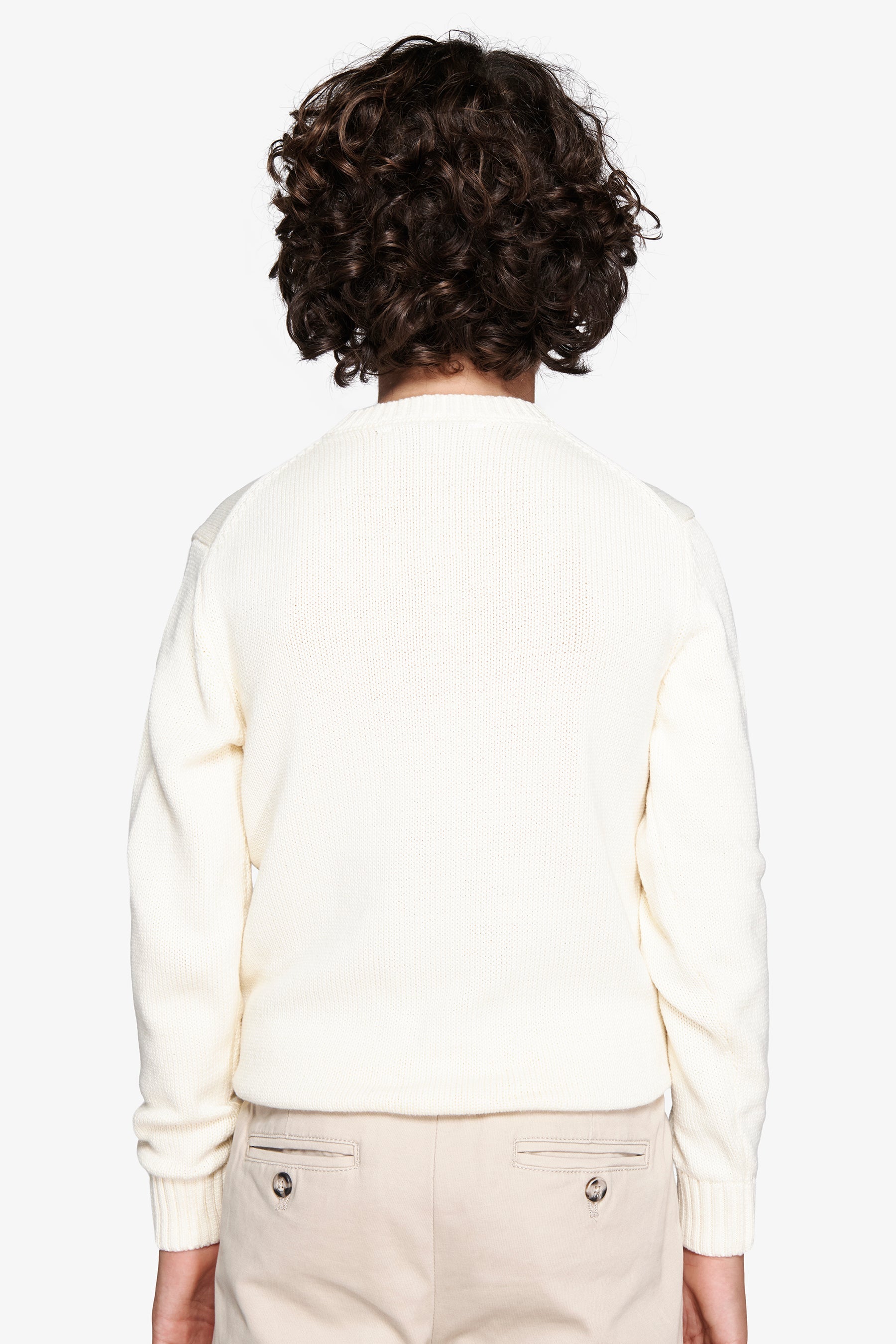 Maglia girocollo jacquard panna Kids-Dan John