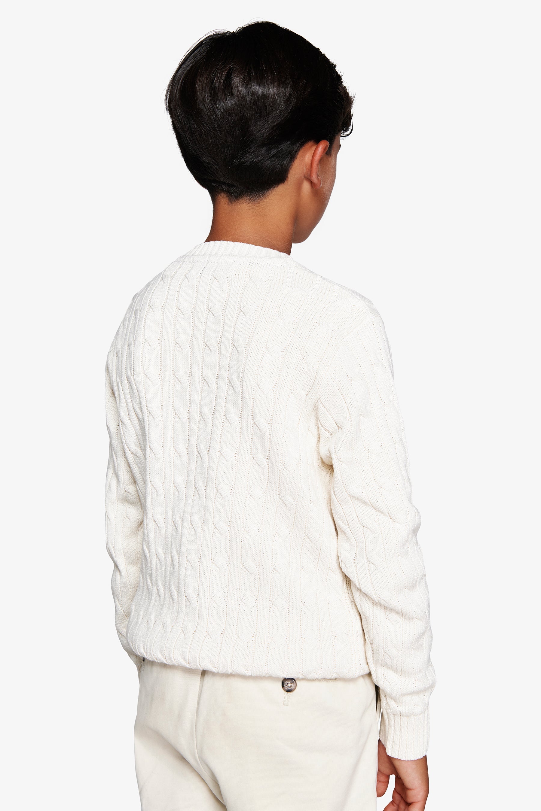 Maglia girocollo treccia panna Kids-Dan John