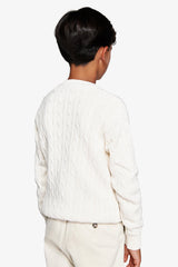 Maglia girocollo treccia panna Kids-Dan John