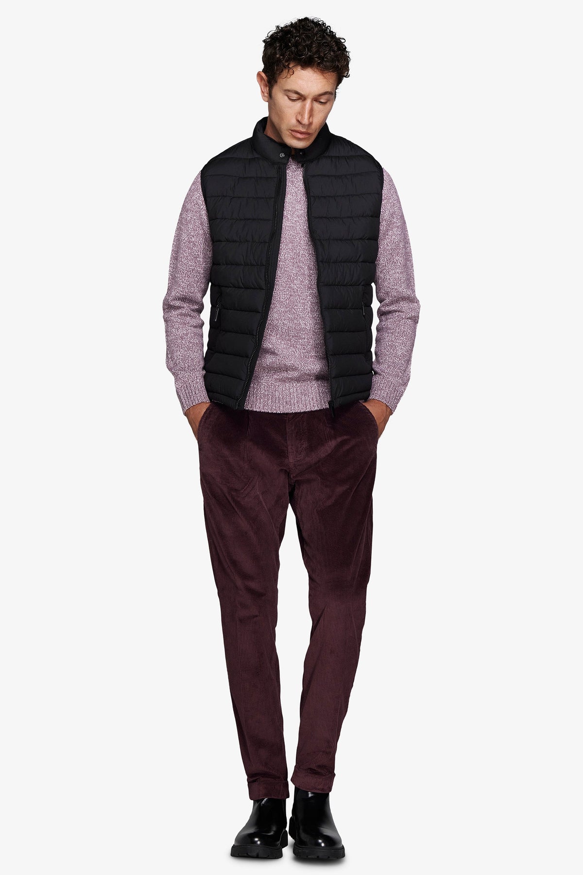 Gilet full zip trapuntato nero-Dan John