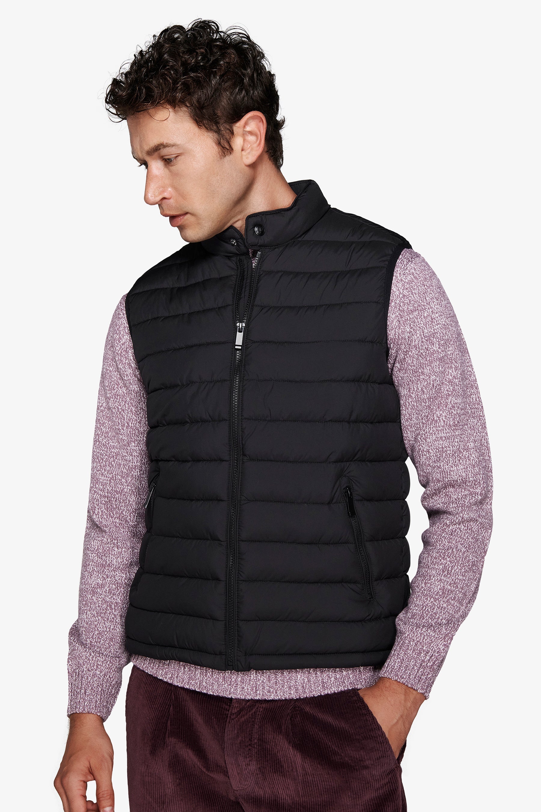 Gilet full zip trapuntato nero-Dan John
