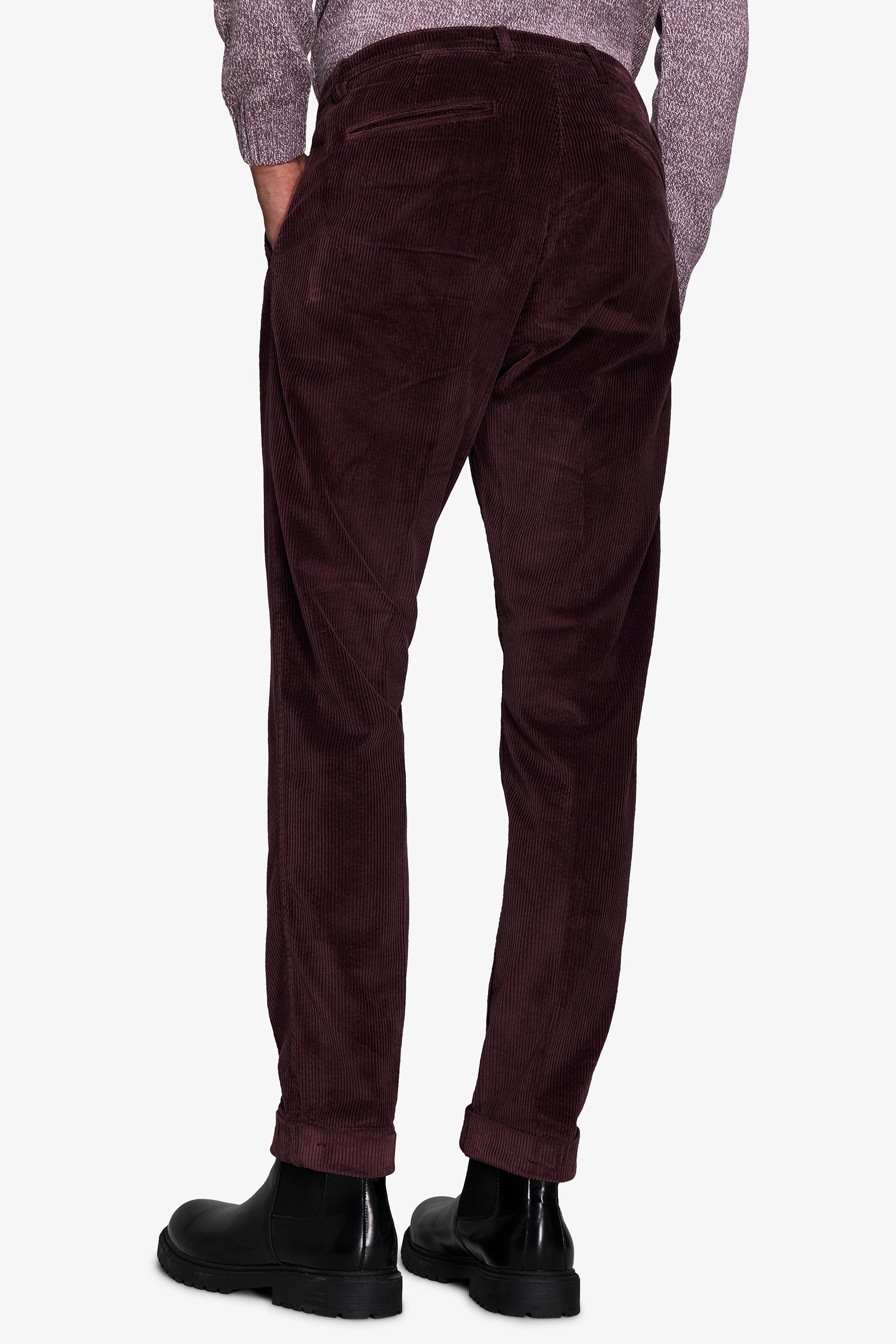 Pantaloni velluto millerighe bordeaux-Dan John