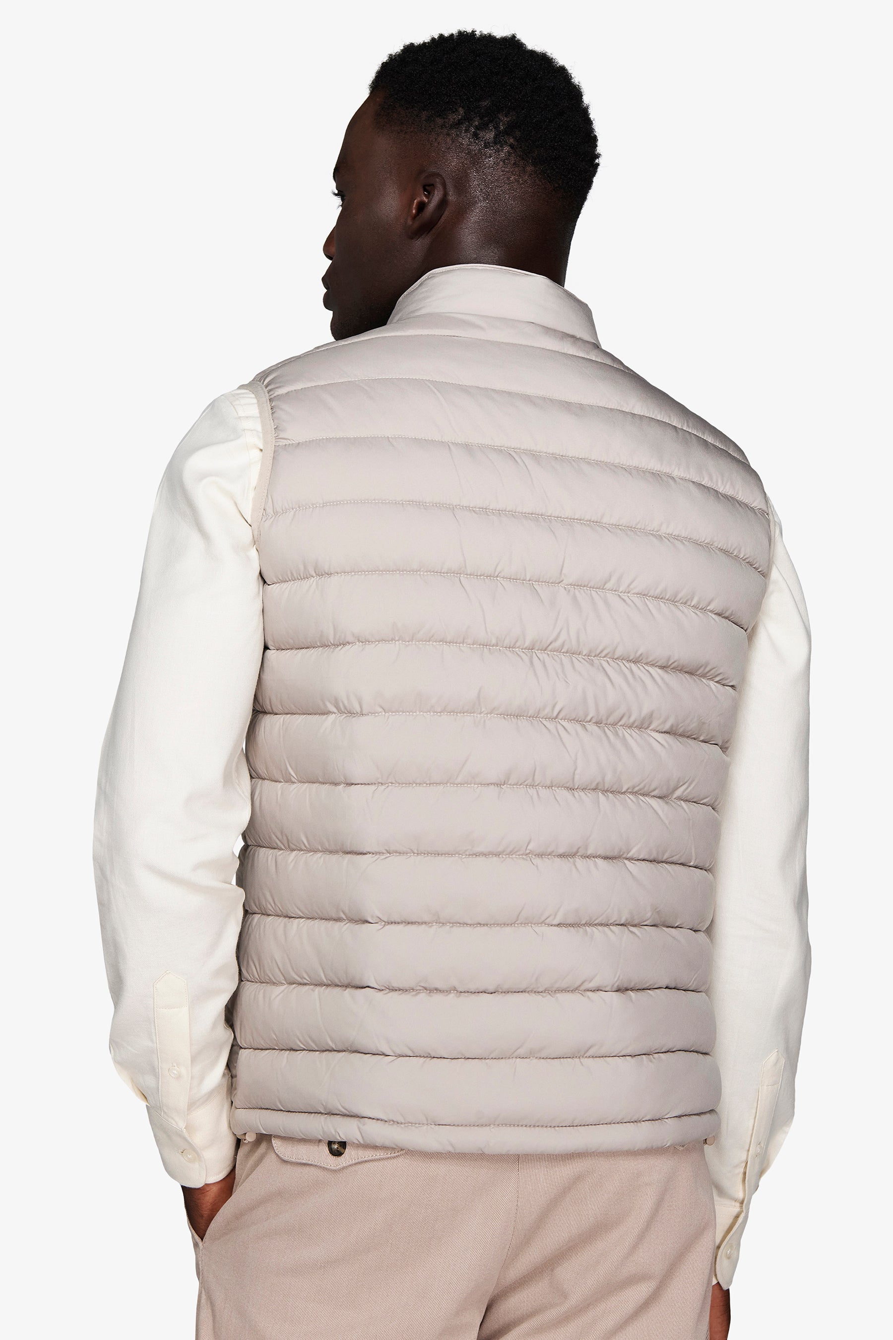 Gilet full zip trapuntato beige-Dan John