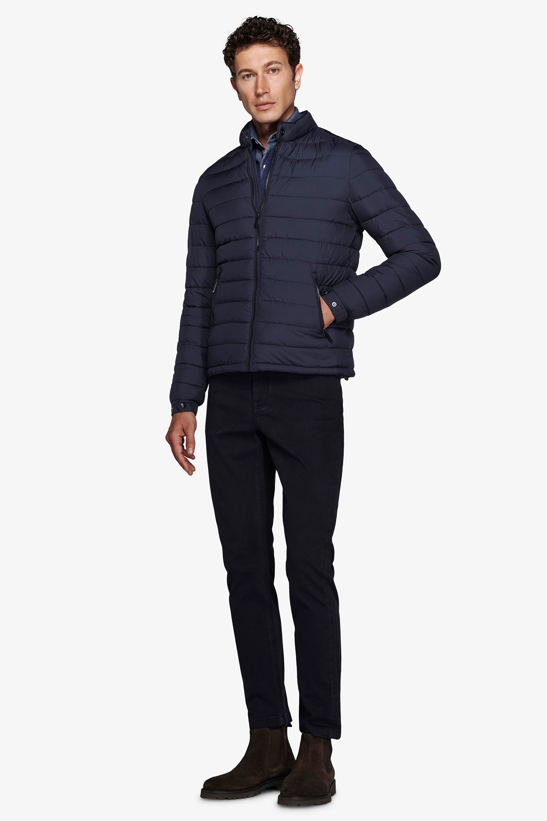 Piumino full zip trapuntato blu-Dan John