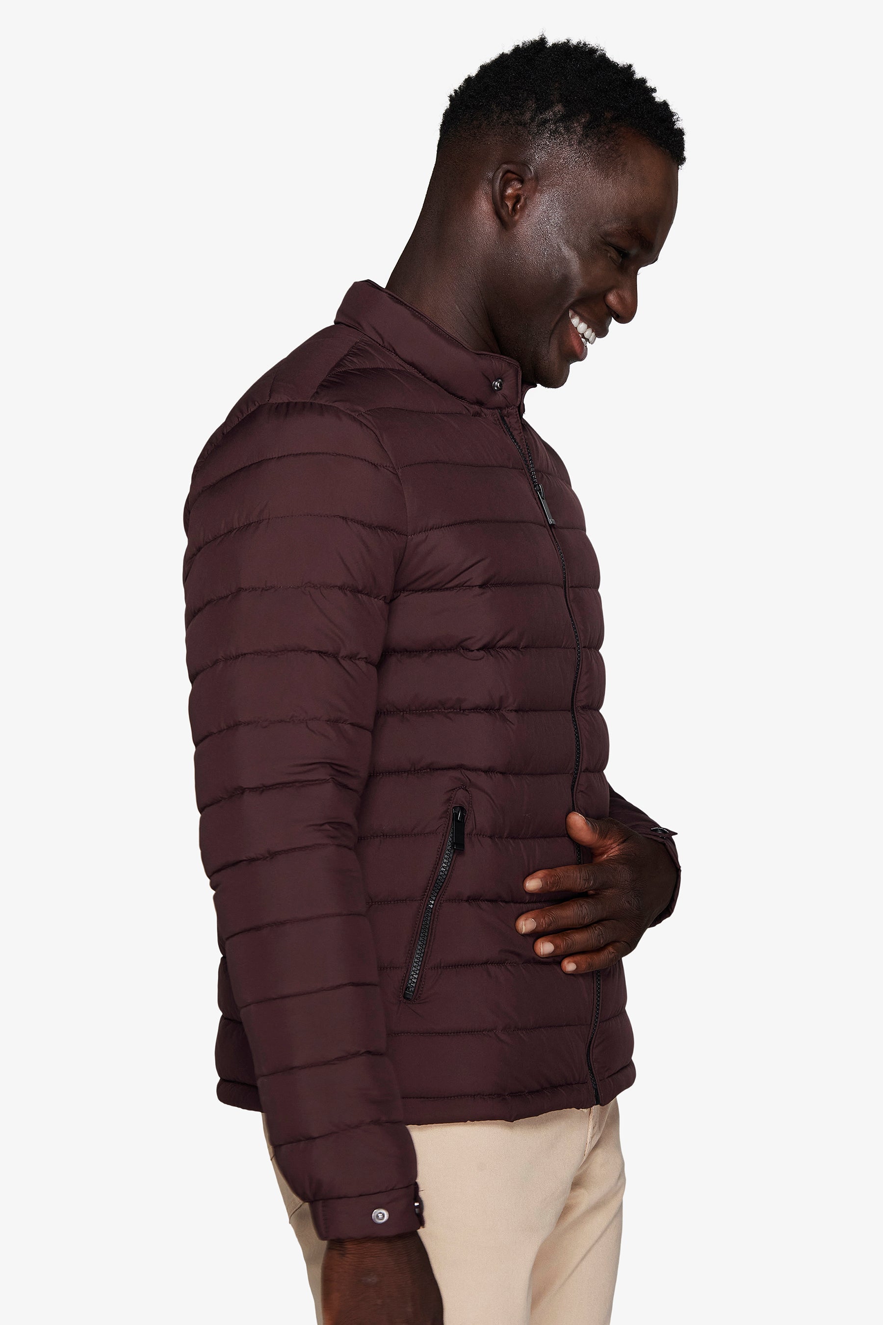 Piumino full zip trapuntato bordeaux-Dan John