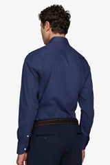Camicia fantasia punta spillo blu scuro slim-Dan John