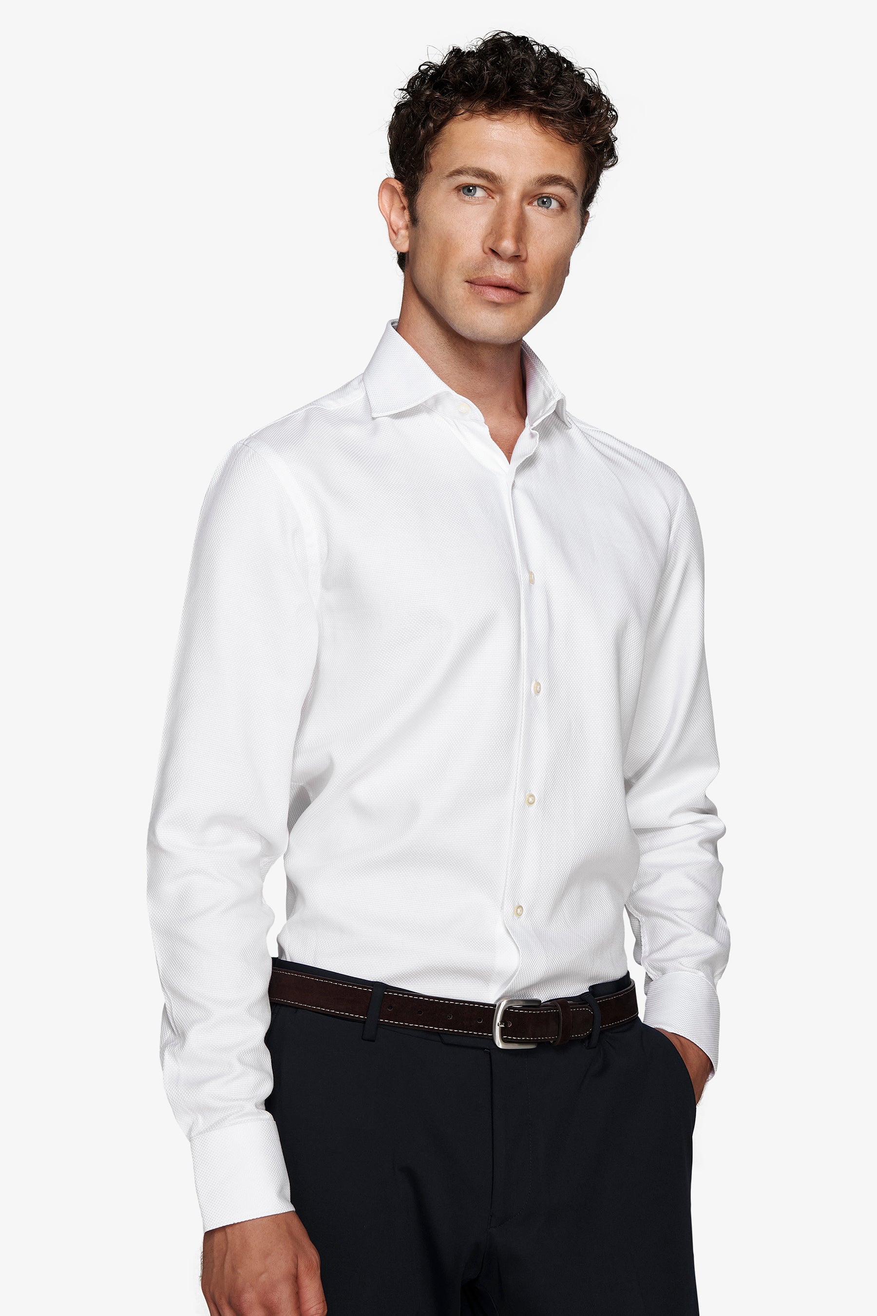 Camicia "la Picoco" operata bianca slim-Dan John