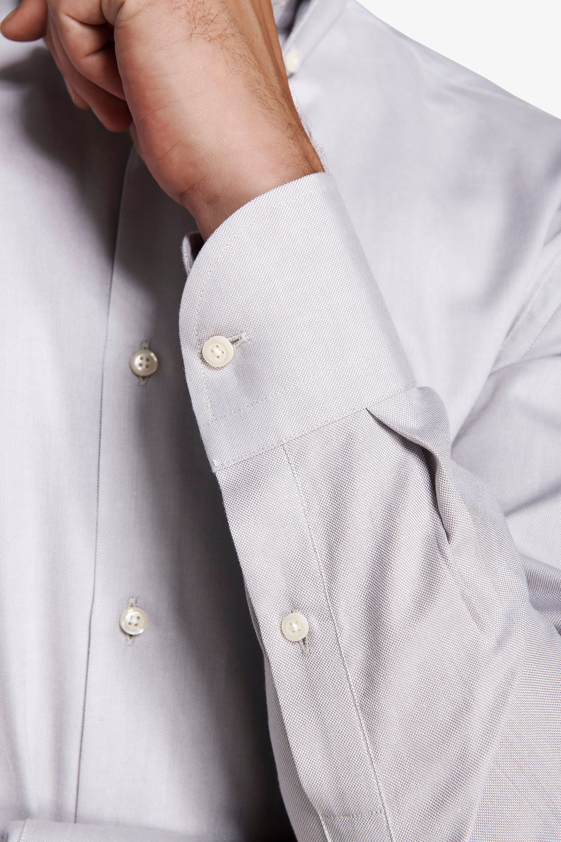Camicia oxford button down grigio chiaro-Dan John