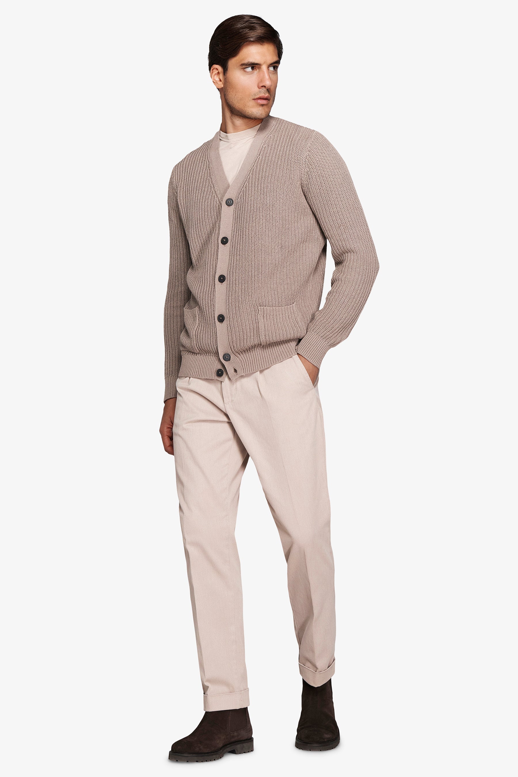 Cardigan costa inglese tortora-Dan John