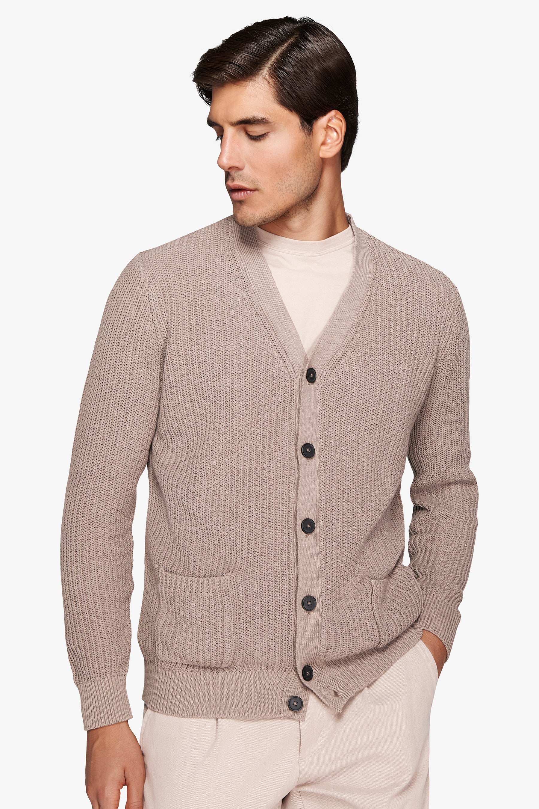Cardigan costa inglese tortora-Dan John