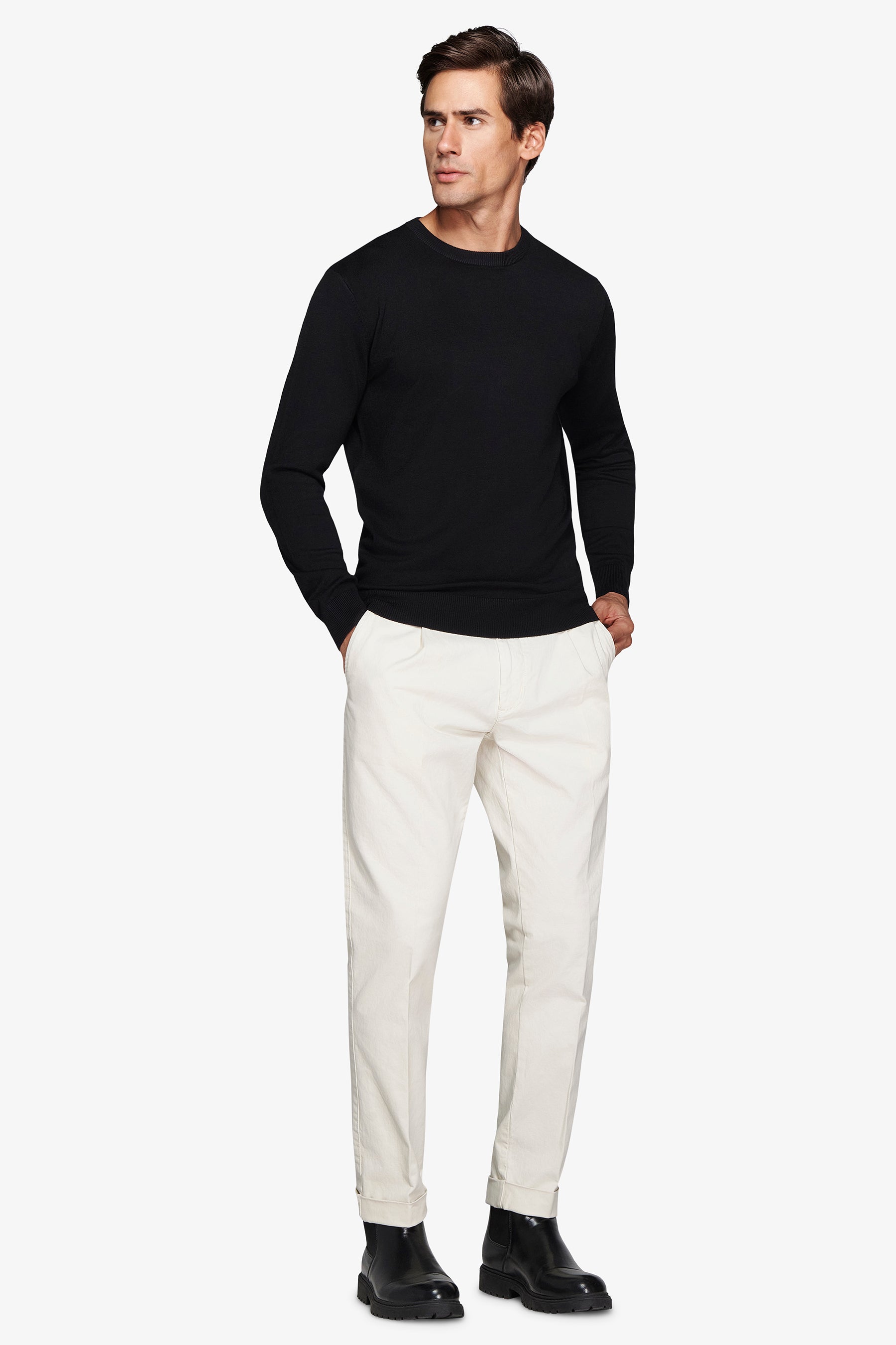 Maglia girocollo basic nero-Dan John