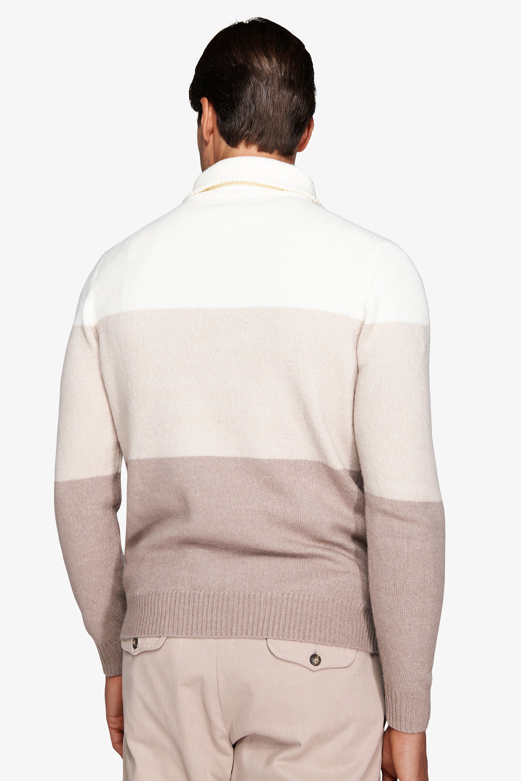 Maglia half zip color block panna-Dan John