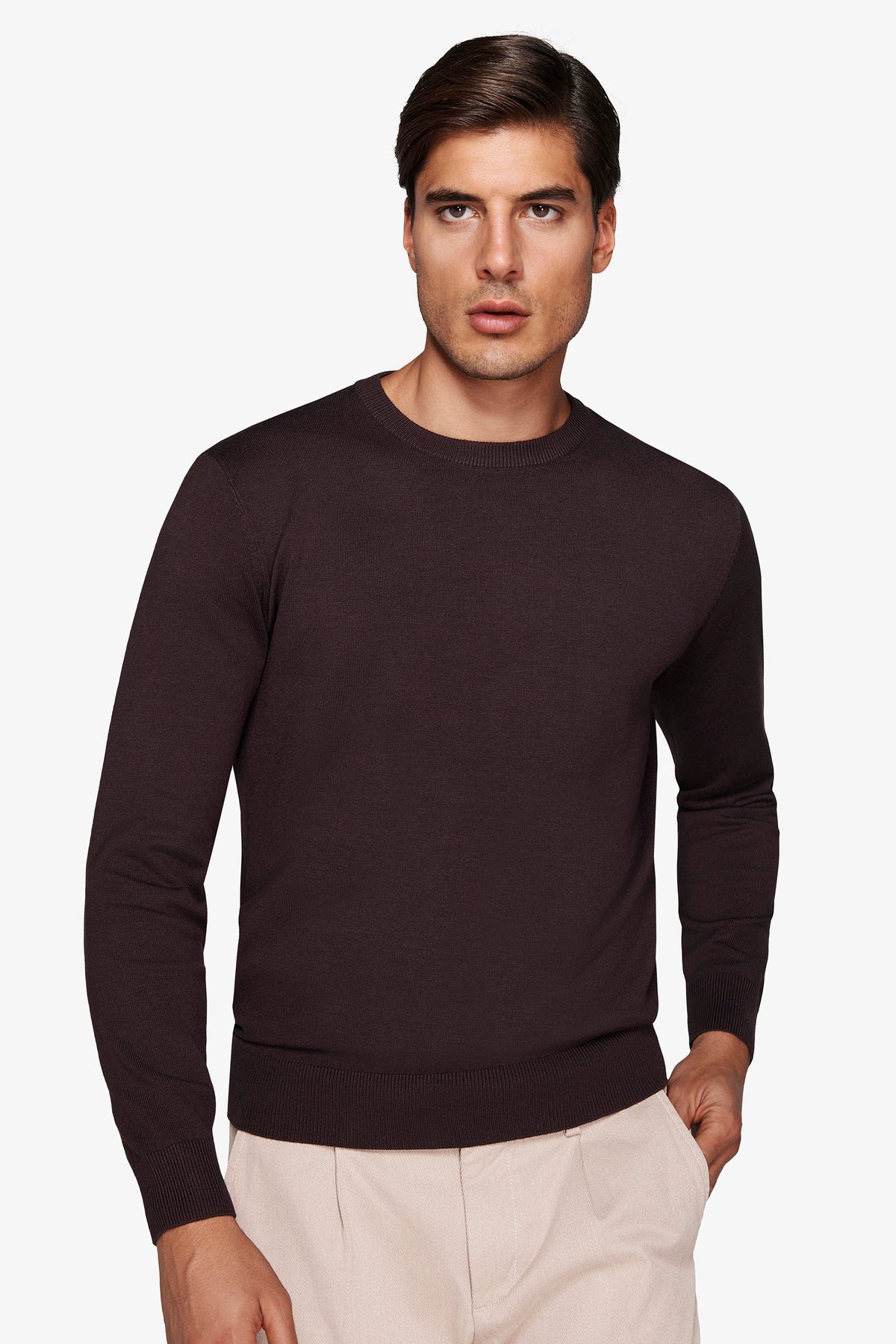 Maglia girocollo basic marrone-Dan John