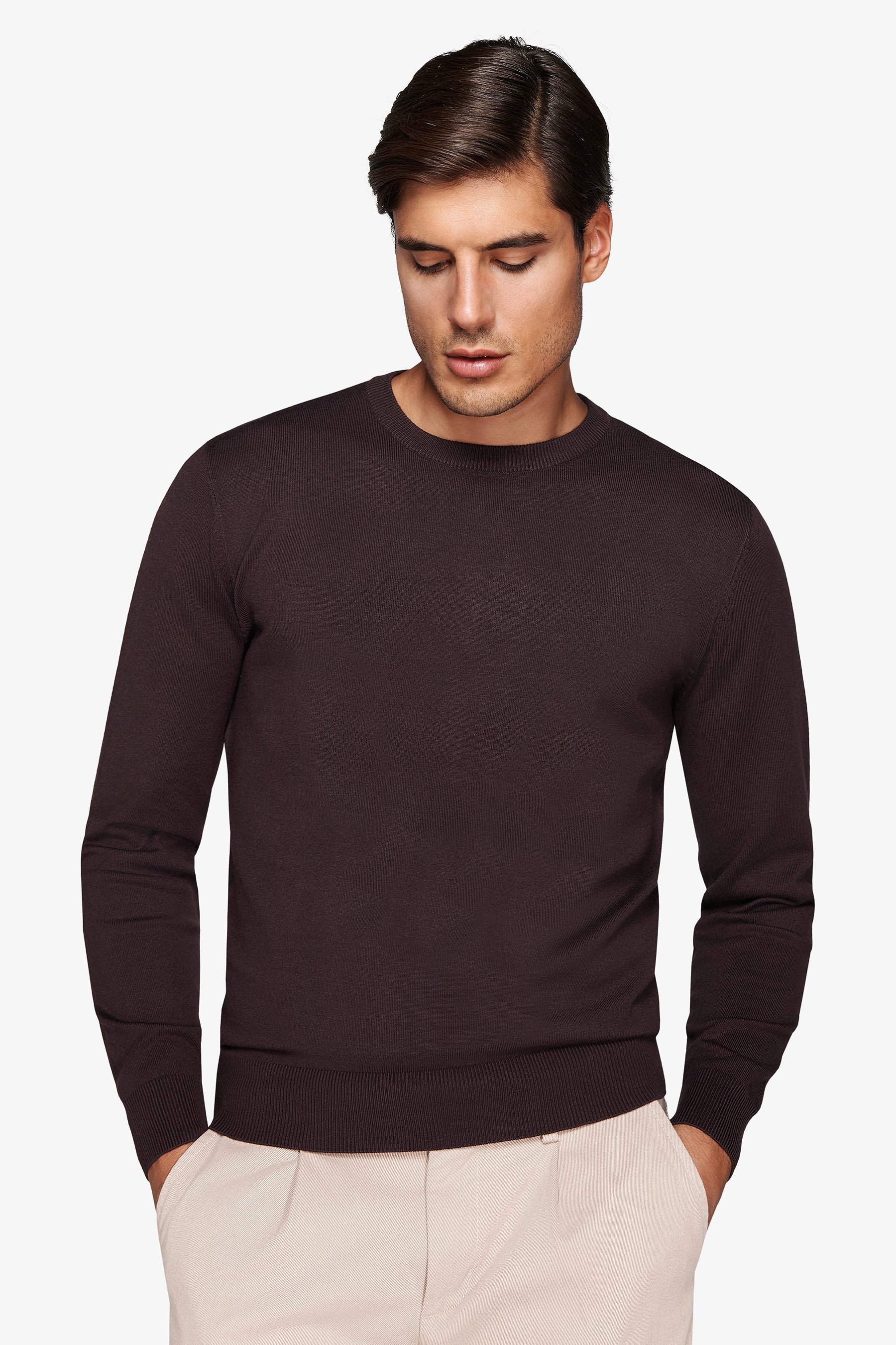 Maglia girocollo basic marrone-Dan John