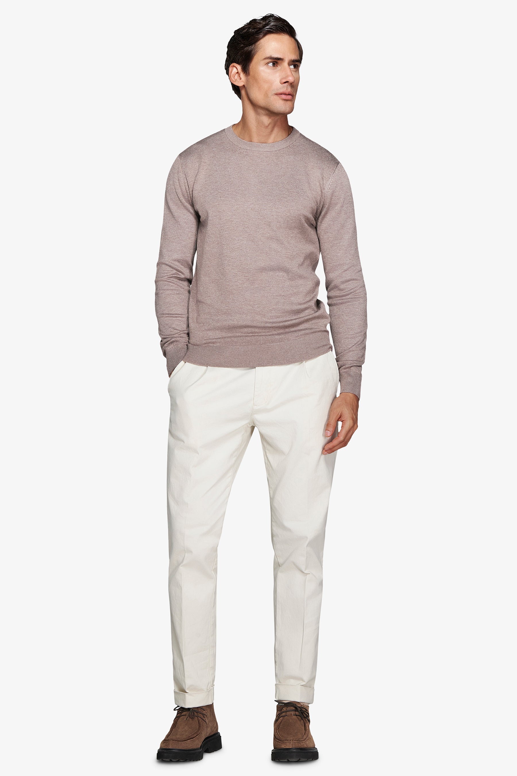 Maglia girocollo basic tortora-Dan John