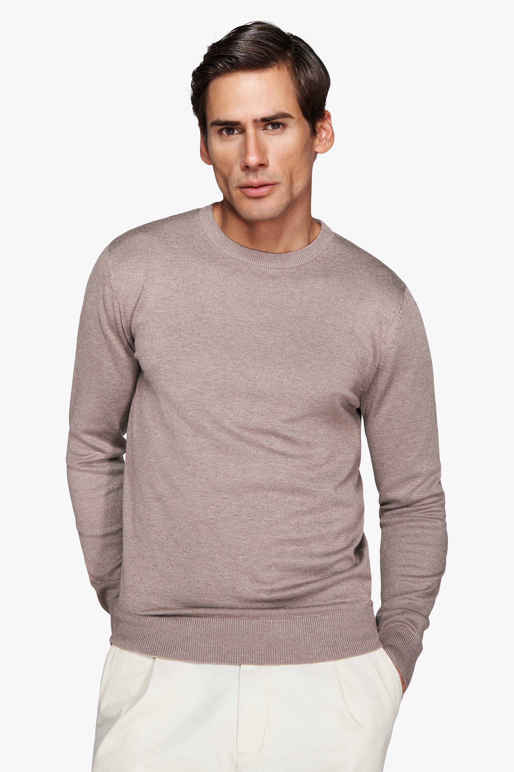 Maglia girocollo basic tortora-Dan John