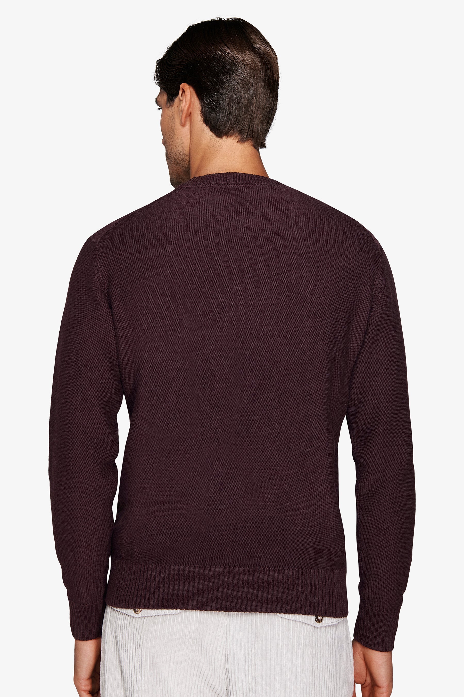 Maglia girocollo treccia piazzata bordeaux-Dan John