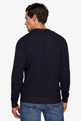 Maglia girocollo treccia blu-Dan John