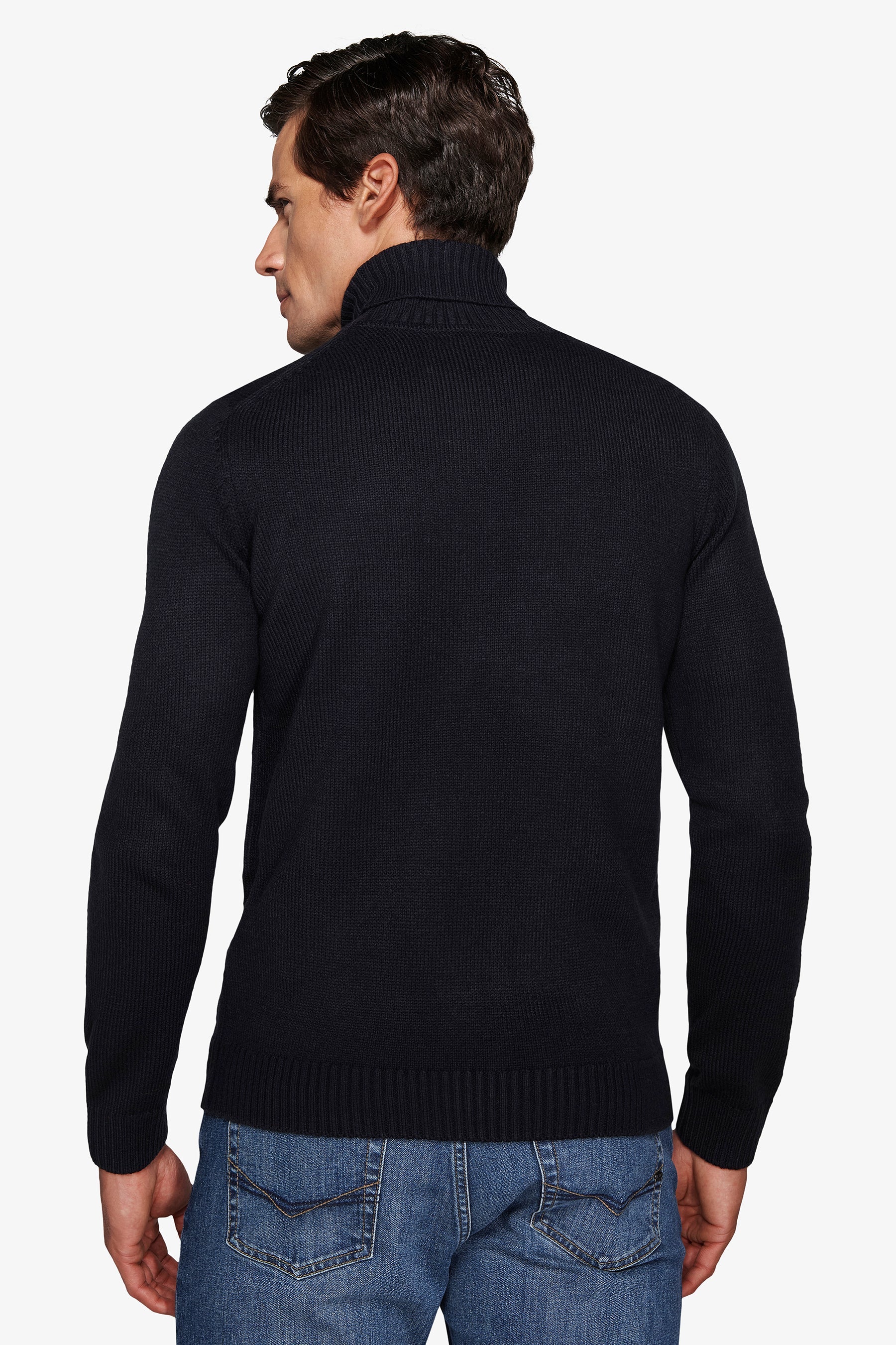 Maglia dolcevita effetto lambswool blu-Dan John