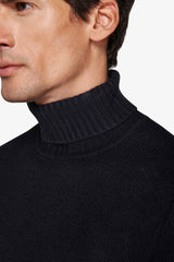 Maglia dolcevita effetto lambswool blu-Dan John